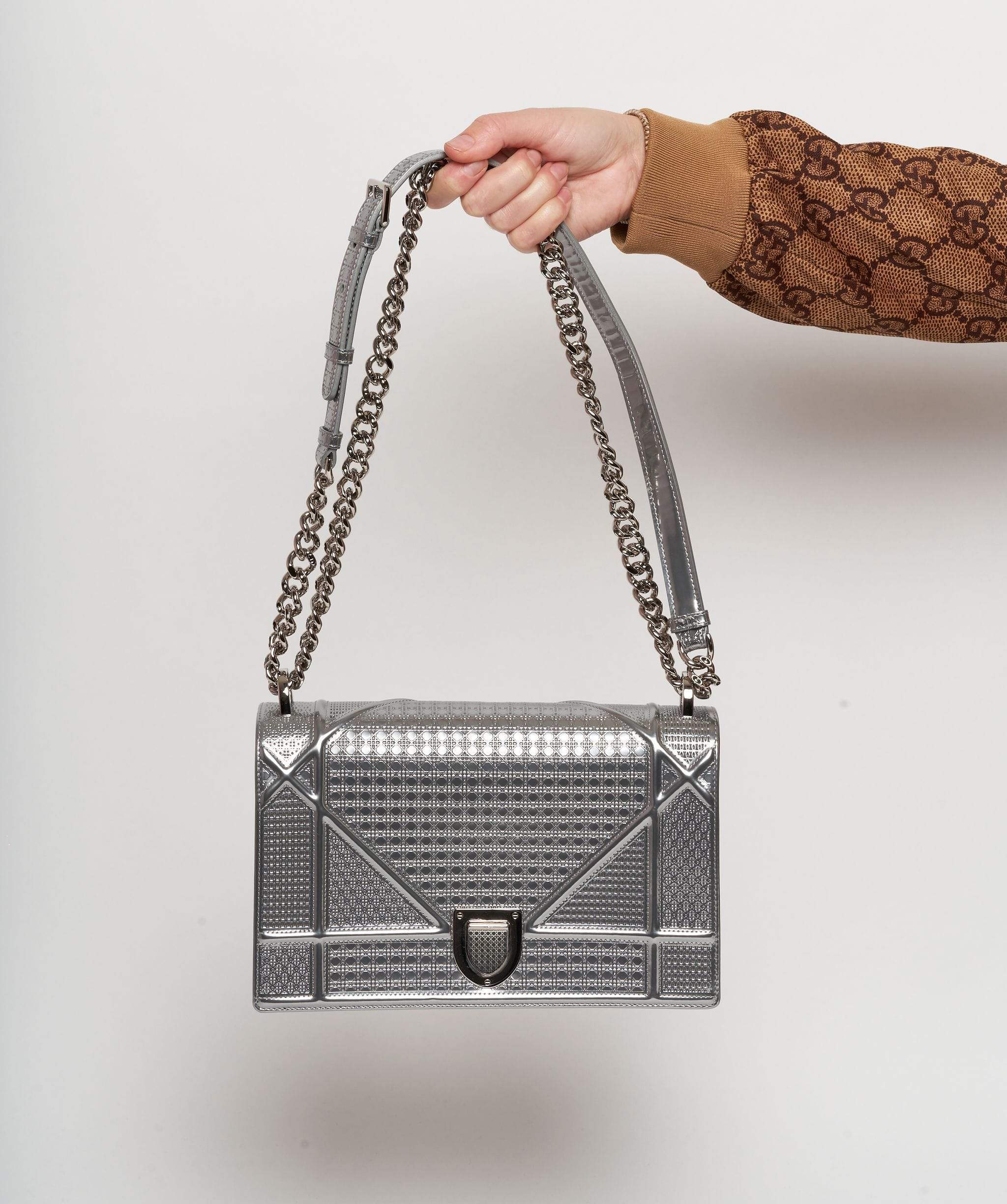 Dior Diorama Mini Silver Bag at 1stDibs