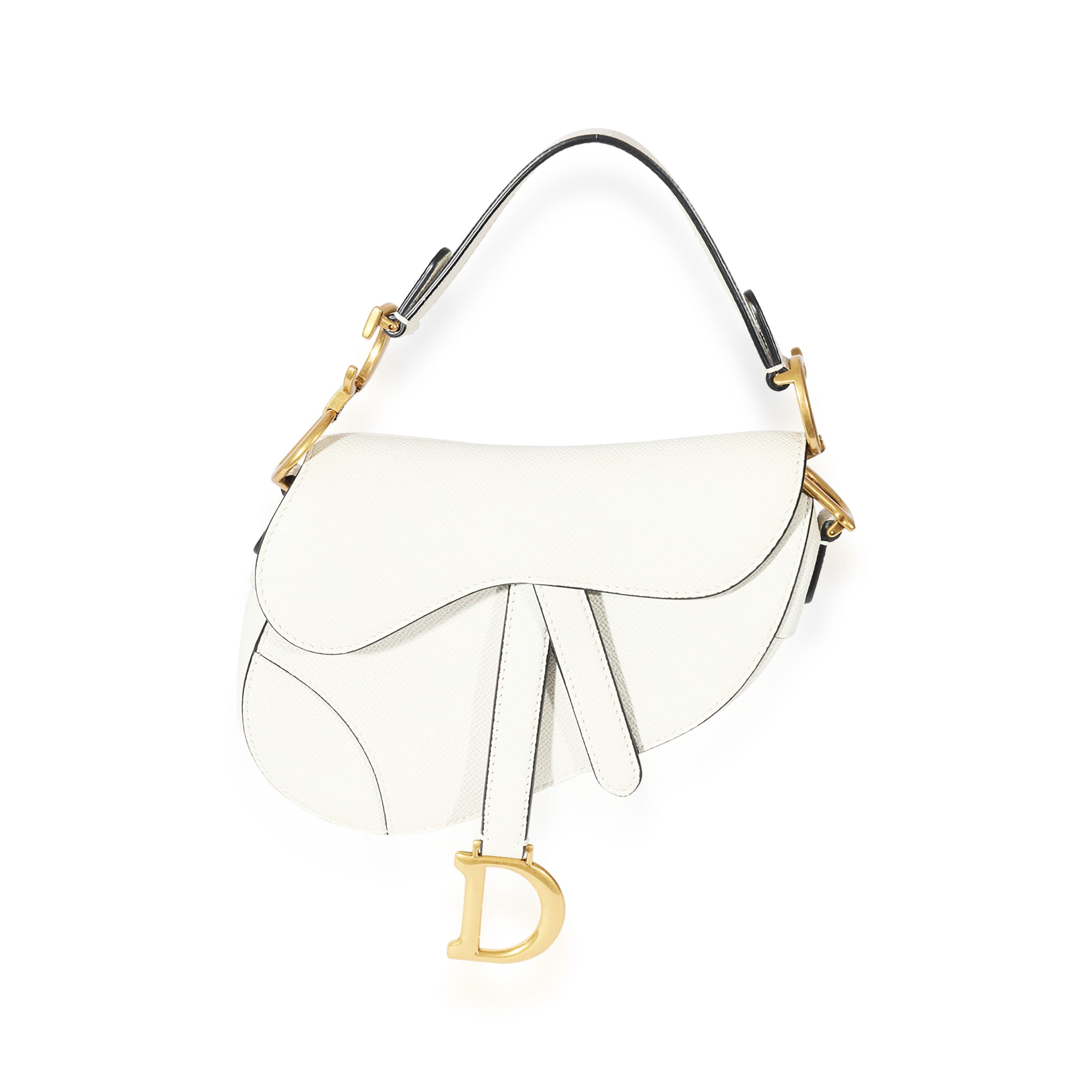 Christian Dior White Leather Mini Saddle Bag