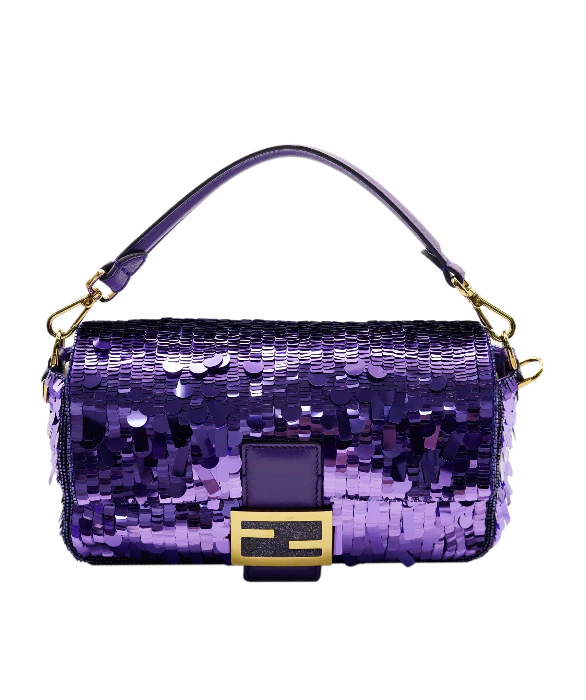 Baguette glitter handbag Fendi Purple in Glitter - 31473660