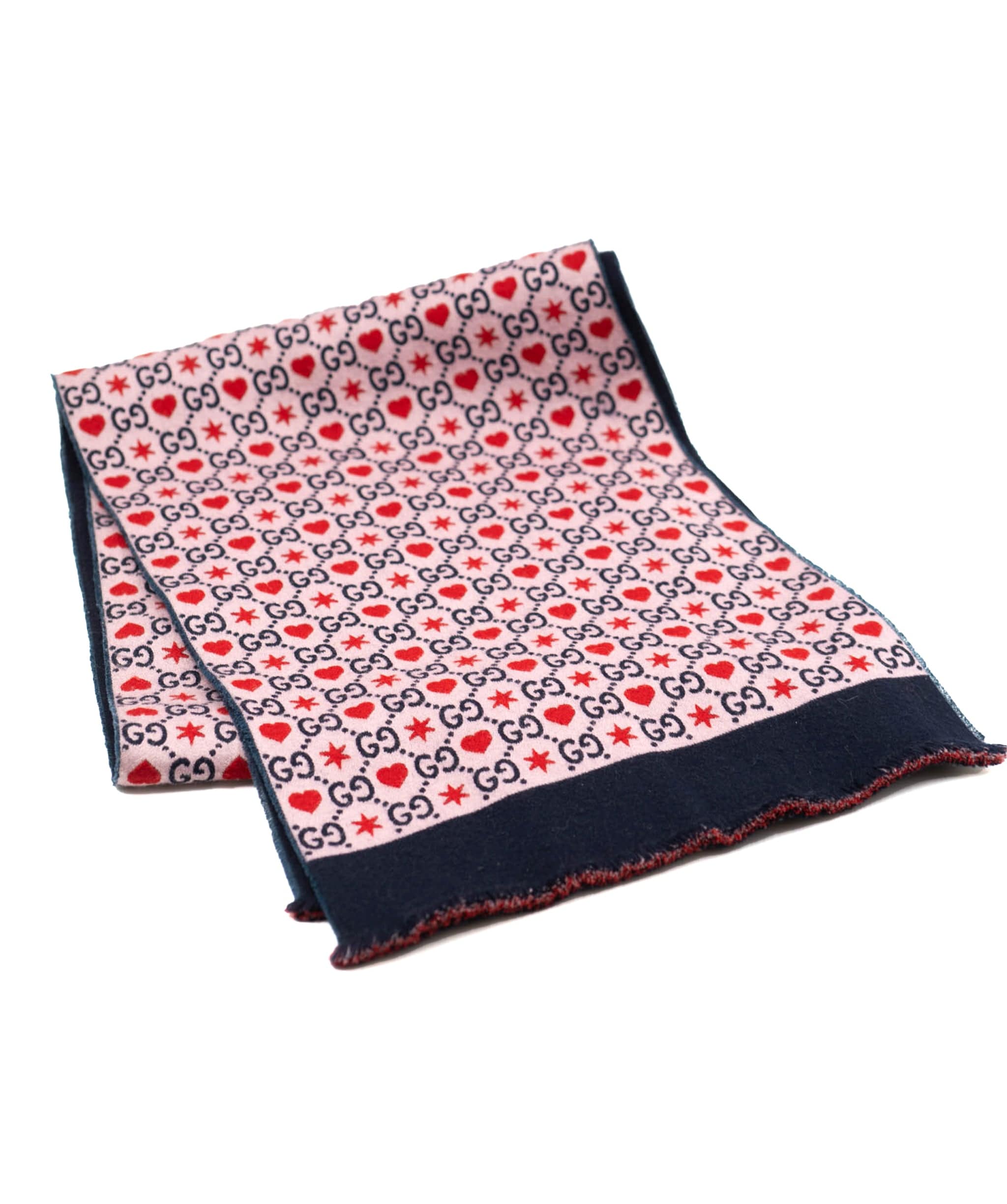 New Gucci GG Monogram Stars and Hearts Neck Silk Scarf