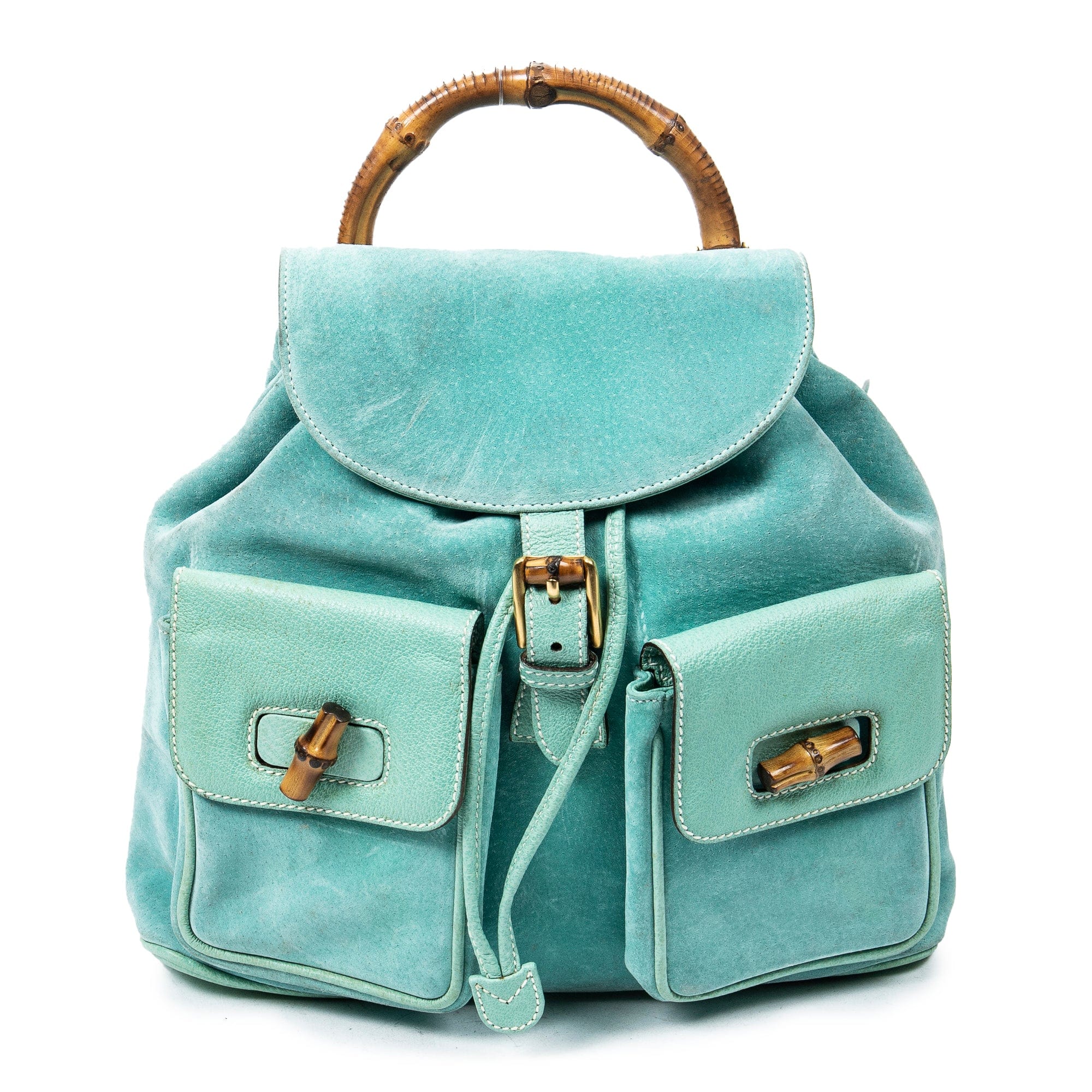 Gucci Gucco bamboo bag Turquoise Leather ref.774878 - Joli Closet