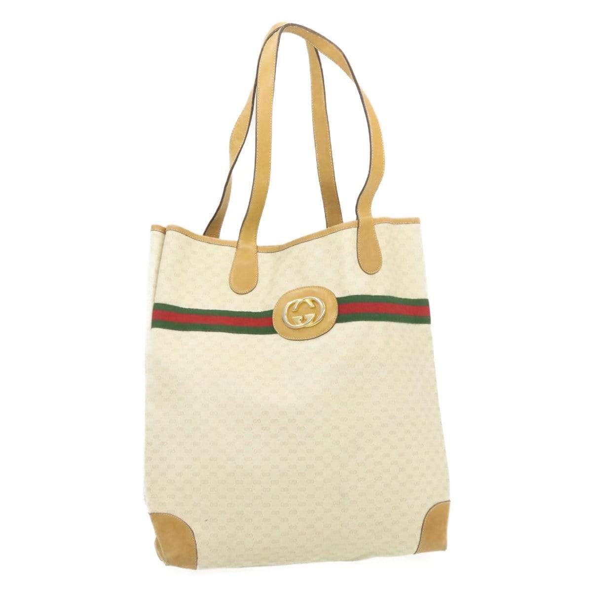 Gucci Micro Small GG Canvas Web Sherry Line Tote Bag PVC Leather