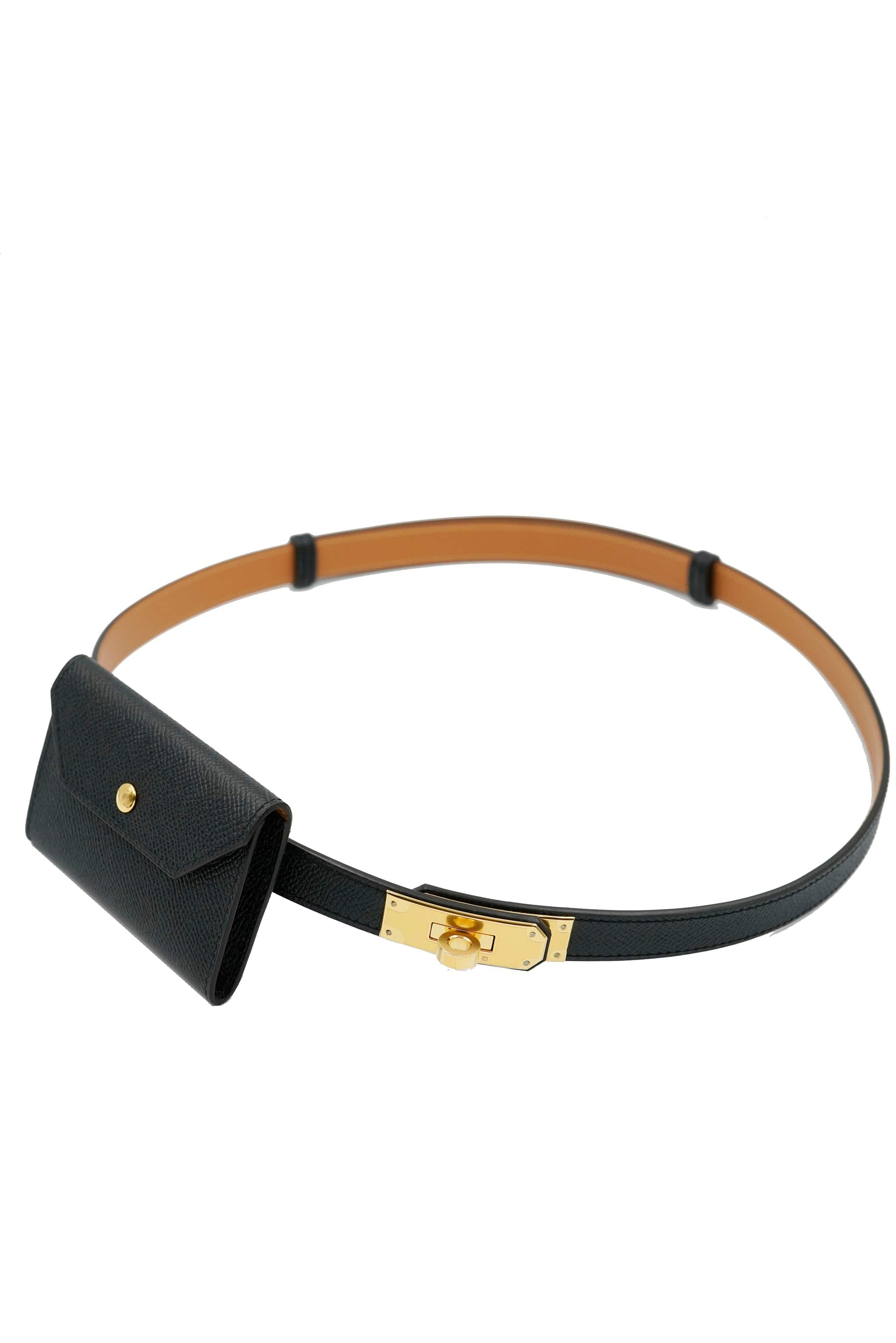 Hermes Black Epsom Leather Gold Plated Kelly Belt Size OS