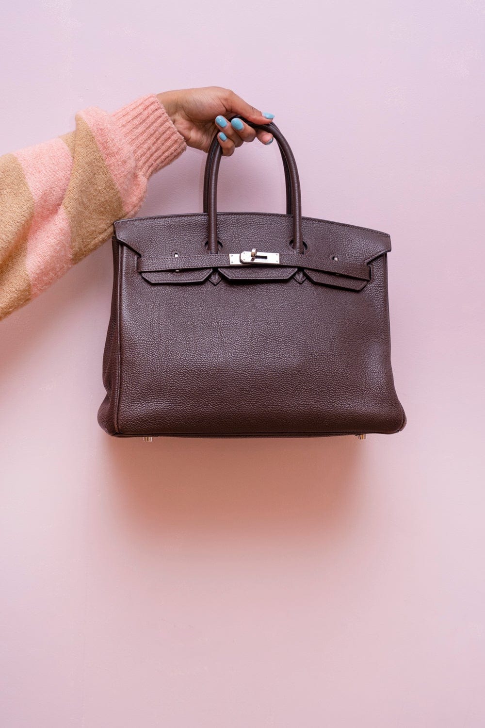 Birkin 35 leather handbag Hermès Black in Leather - 34028158