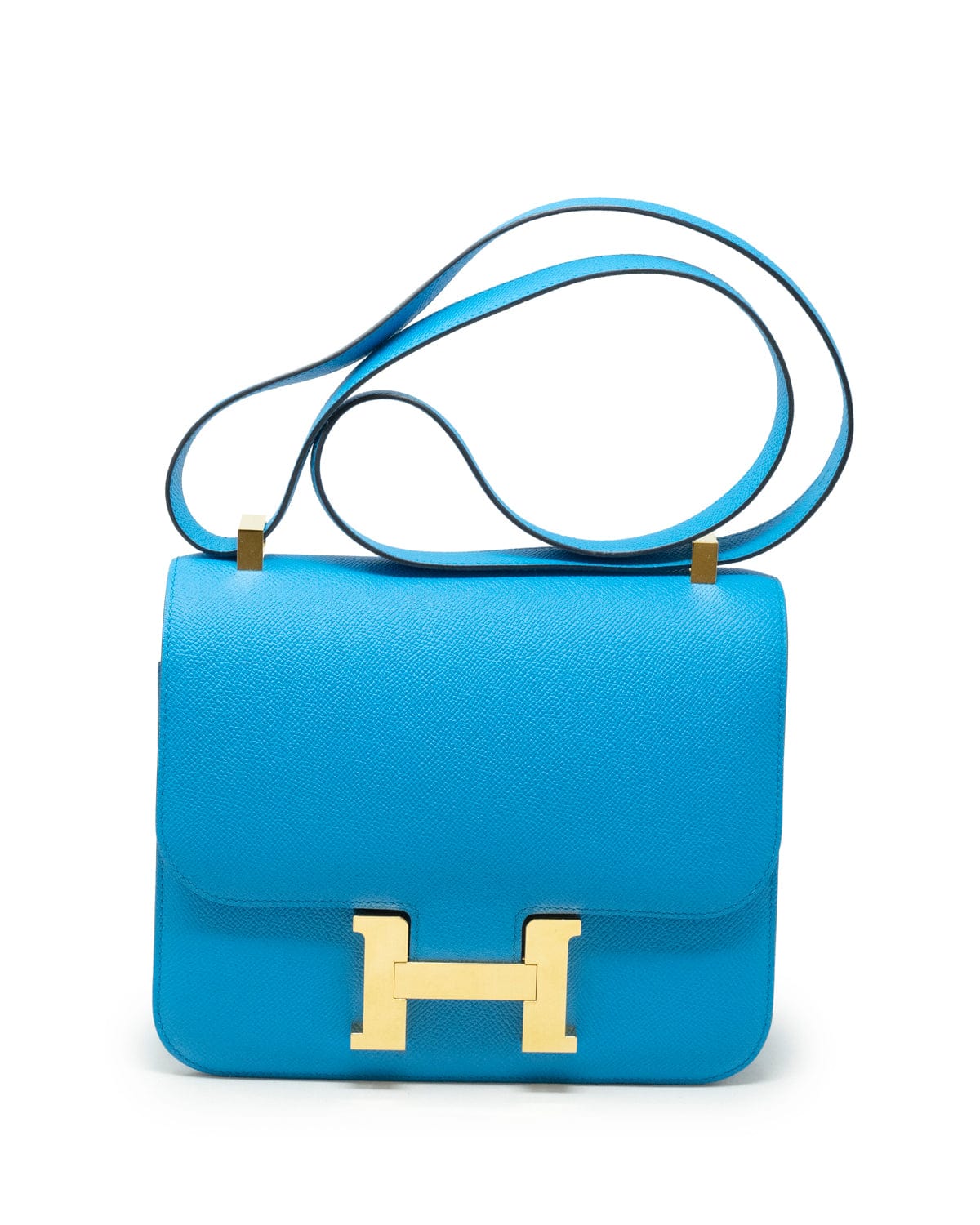 Hermes Blue Lin Constance MM 24cm Epsom Leather Bag QY02183