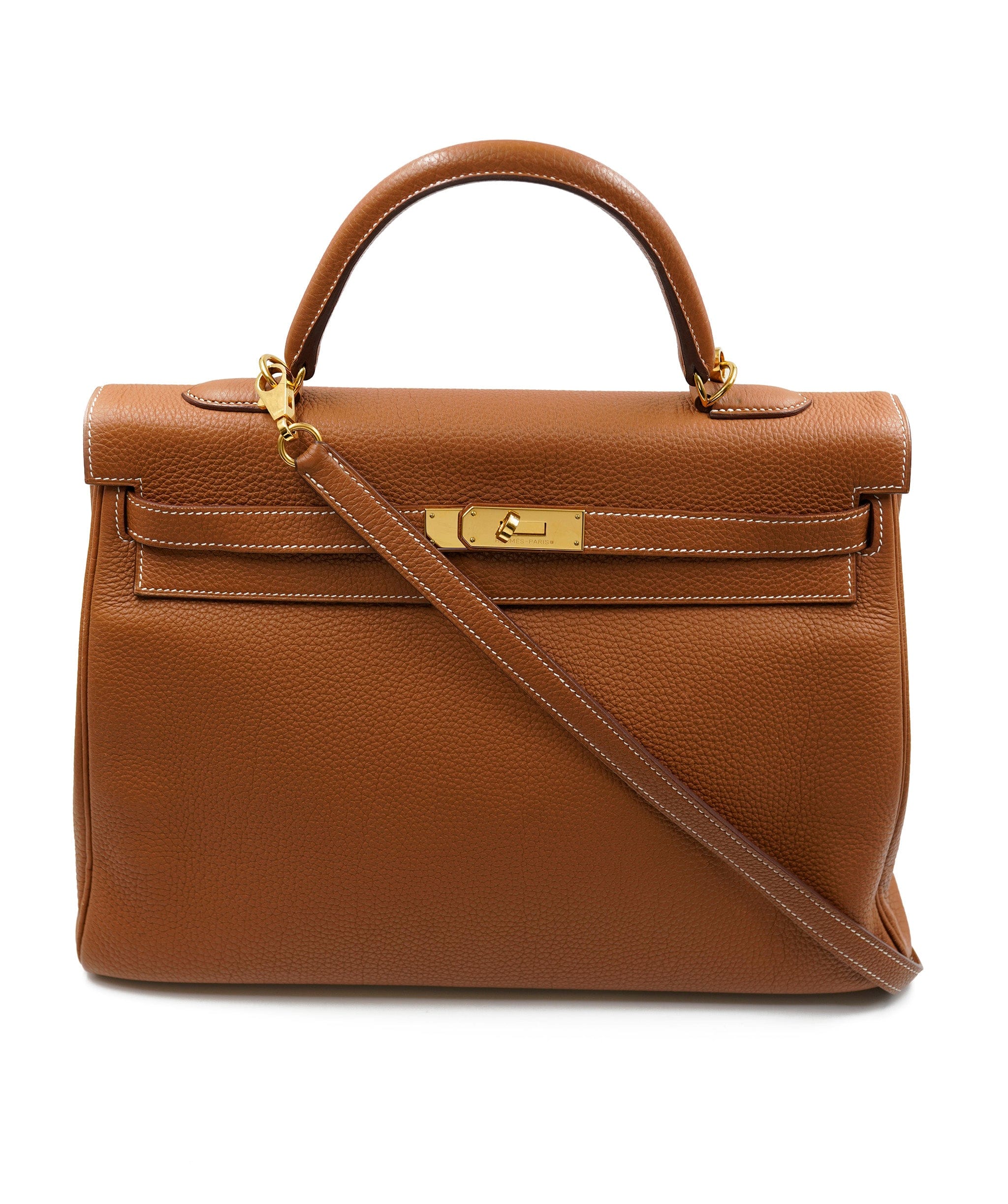 Hermes Kelly 40 Retourne Courchevel Gold Brown GHW