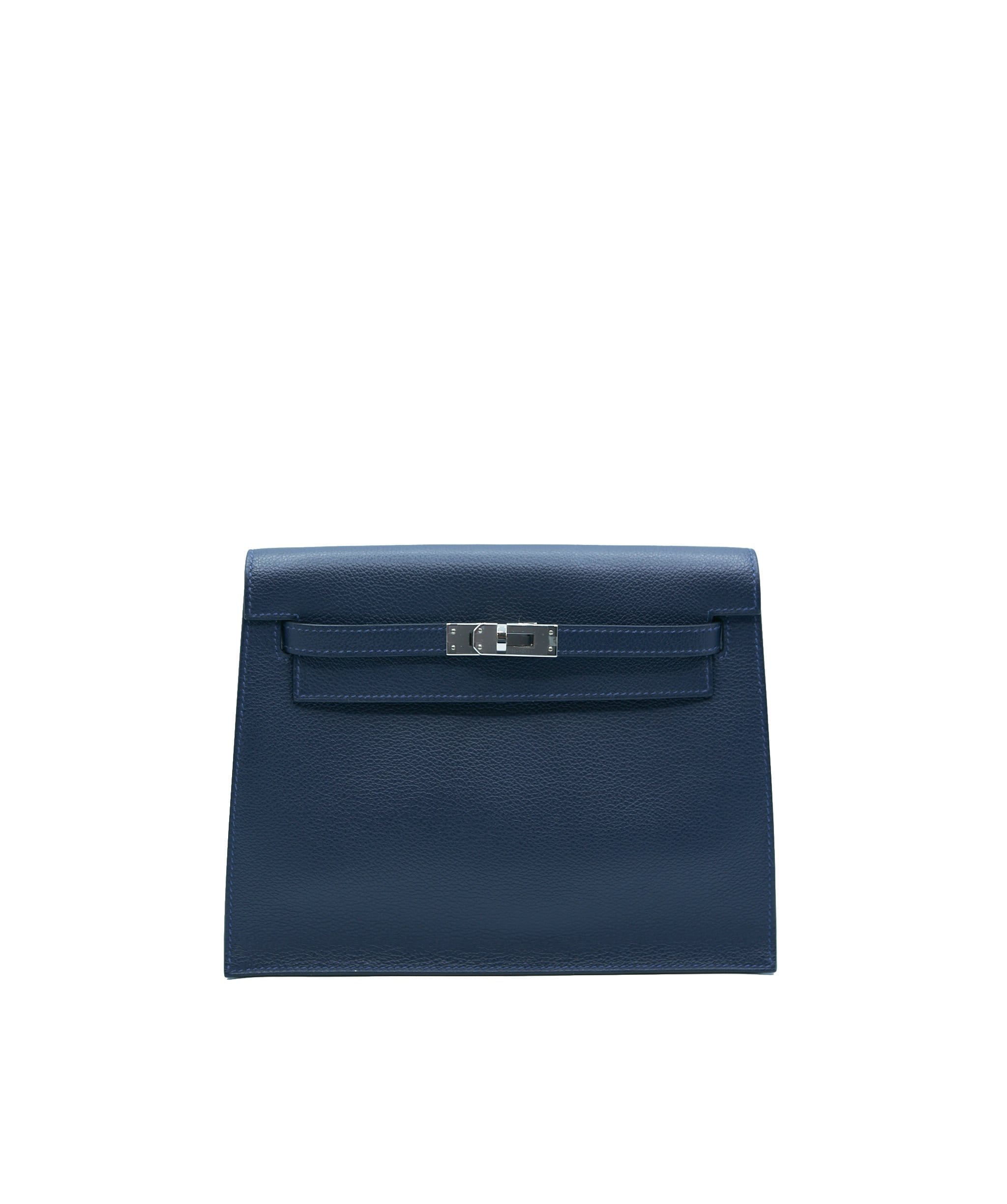 Hermès - Authenticated Kelly Danse Handbag - Leather Navy Plain for Women, Very Good Condition
