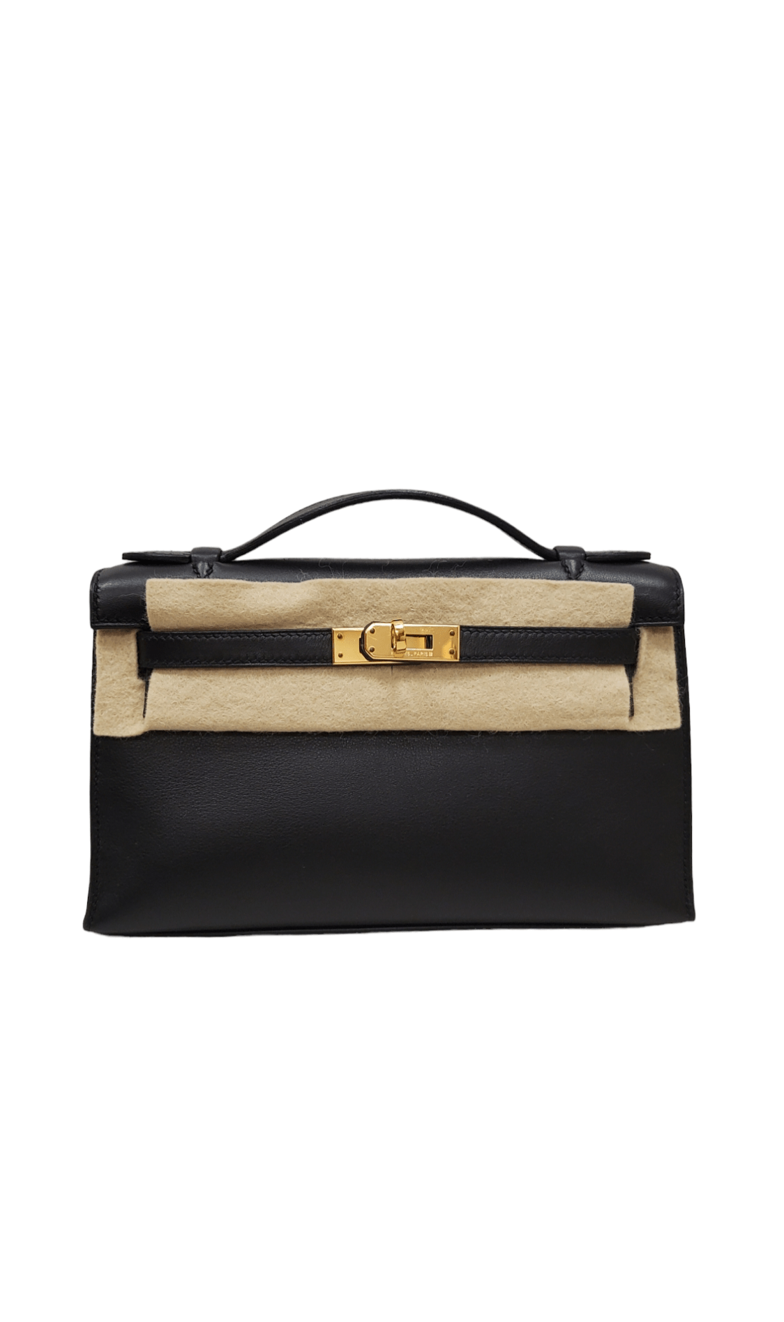 Hermès Kelly Pochette Noir (Black) Epsom Gold Hardware GHW — The