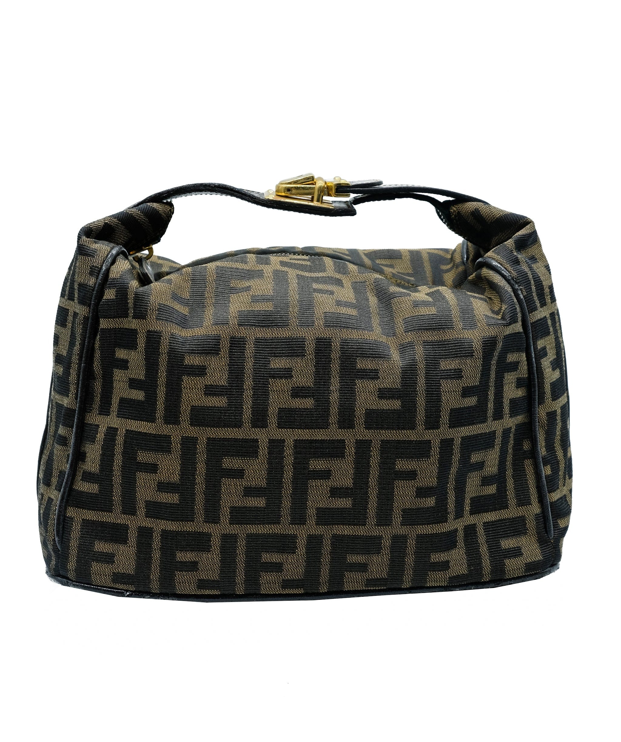 Fendi Zucca Canvas Hand Bag 2Way Brown Black Auth 33206