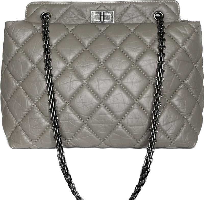 220322 Chanel Gray Lambskin Reissue Turnlock Bag LuxuryPromise