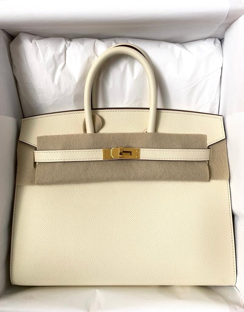 Hermes Birkin Sellier bag 25 Nata Epsom leather Gold hardware