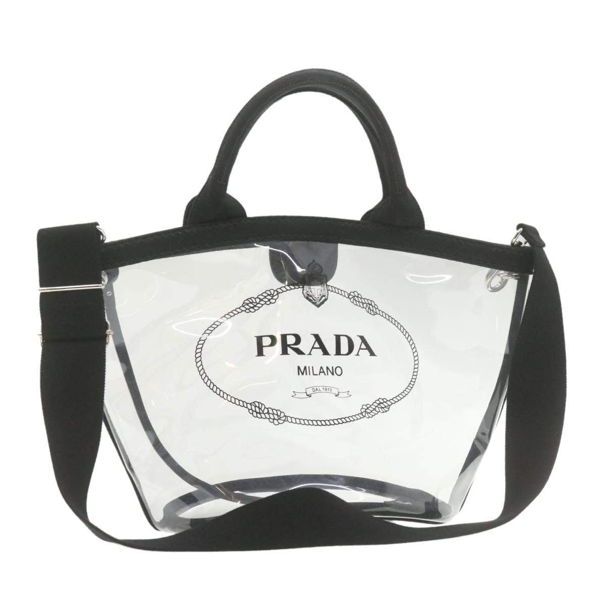 Prada Logo-print Clear Pvc Tote in Black