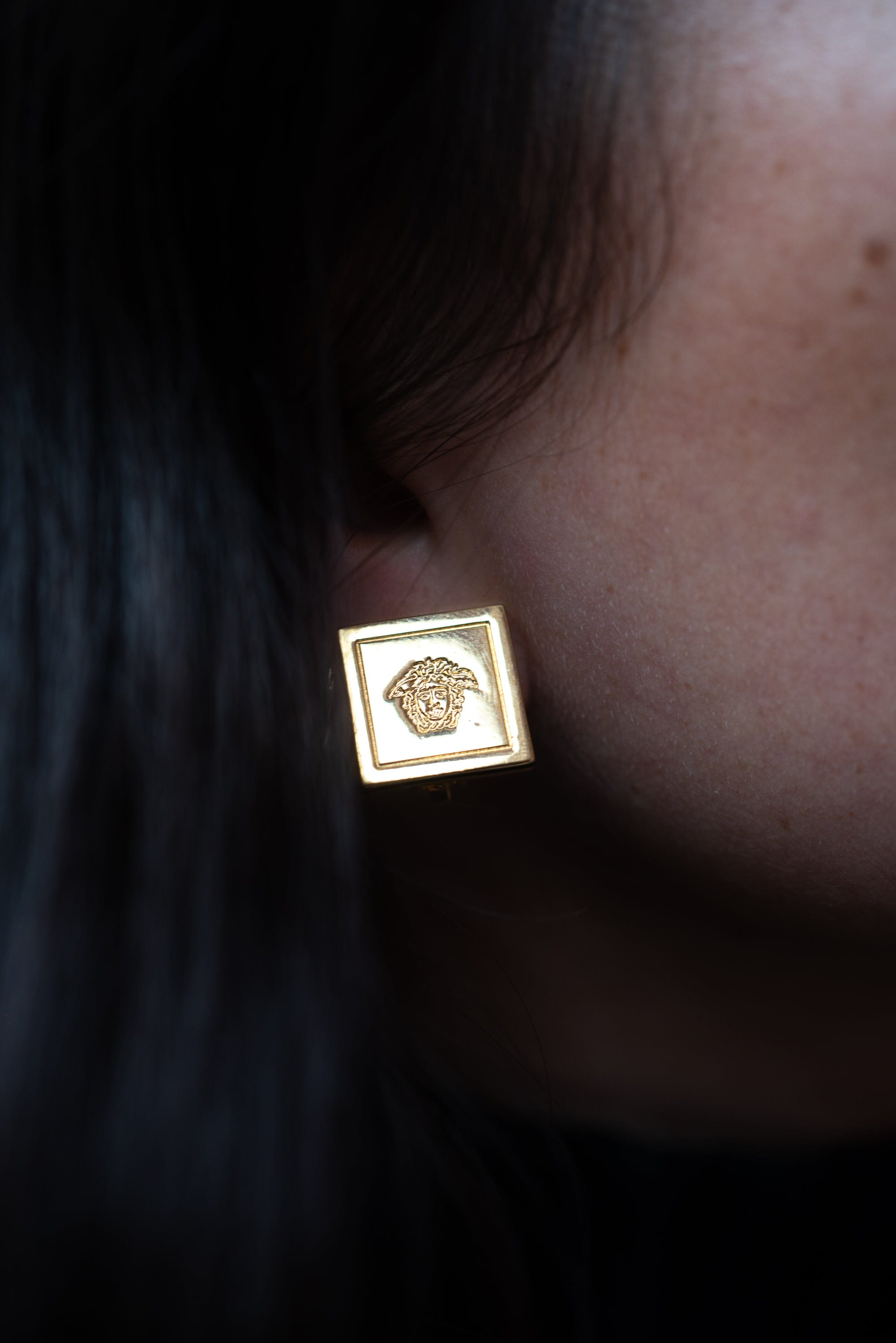 Versace Gold V Stud Earrings Versace