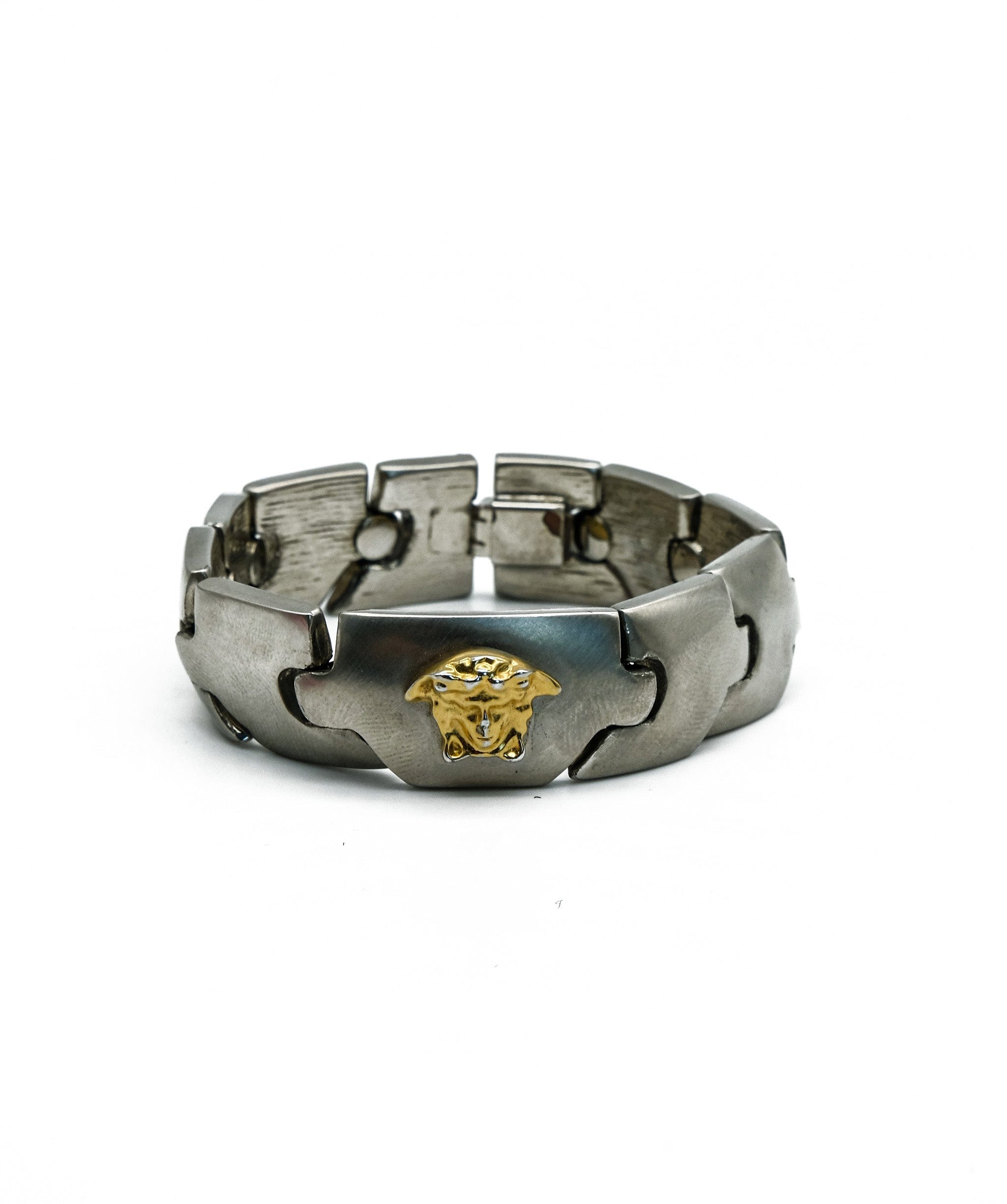 Silver GIANNI VERSACE Bracelet with gold Medusa logo Vintage Y2K –  LuxuryPromise