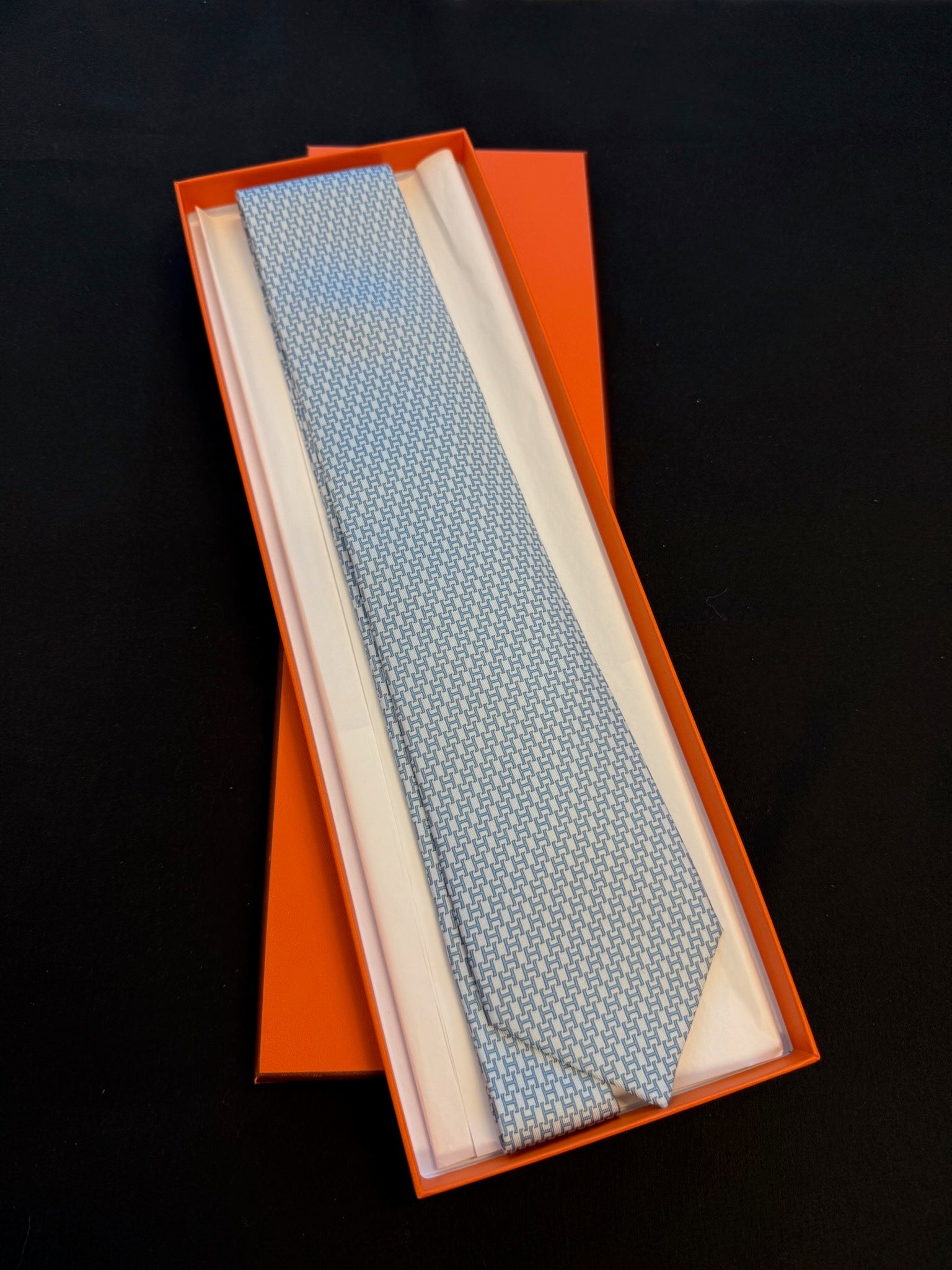 Hermès H Labyrinthe Silk Tie – Ciel / Azur image 1