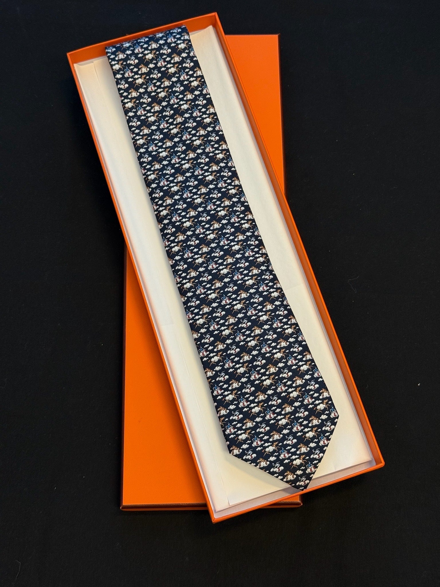 Hermès Marine Le Manège Silk Tie – Foncé / Bleu image 1