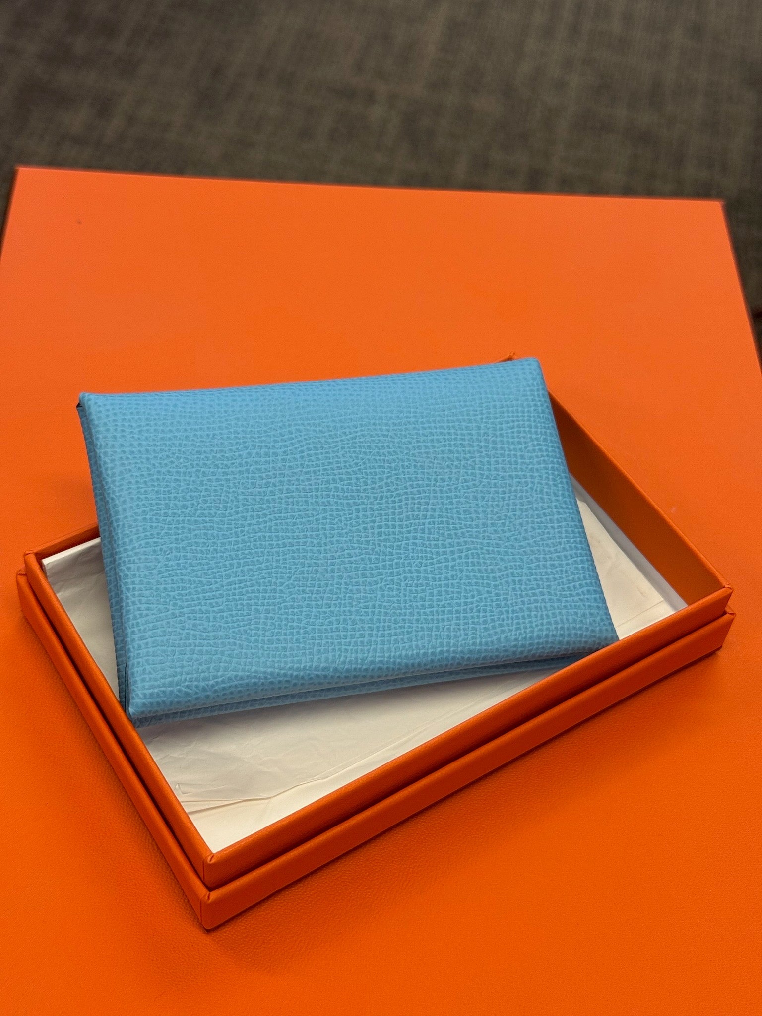 Hermès Calvi Card Holder - Light Blue image 1