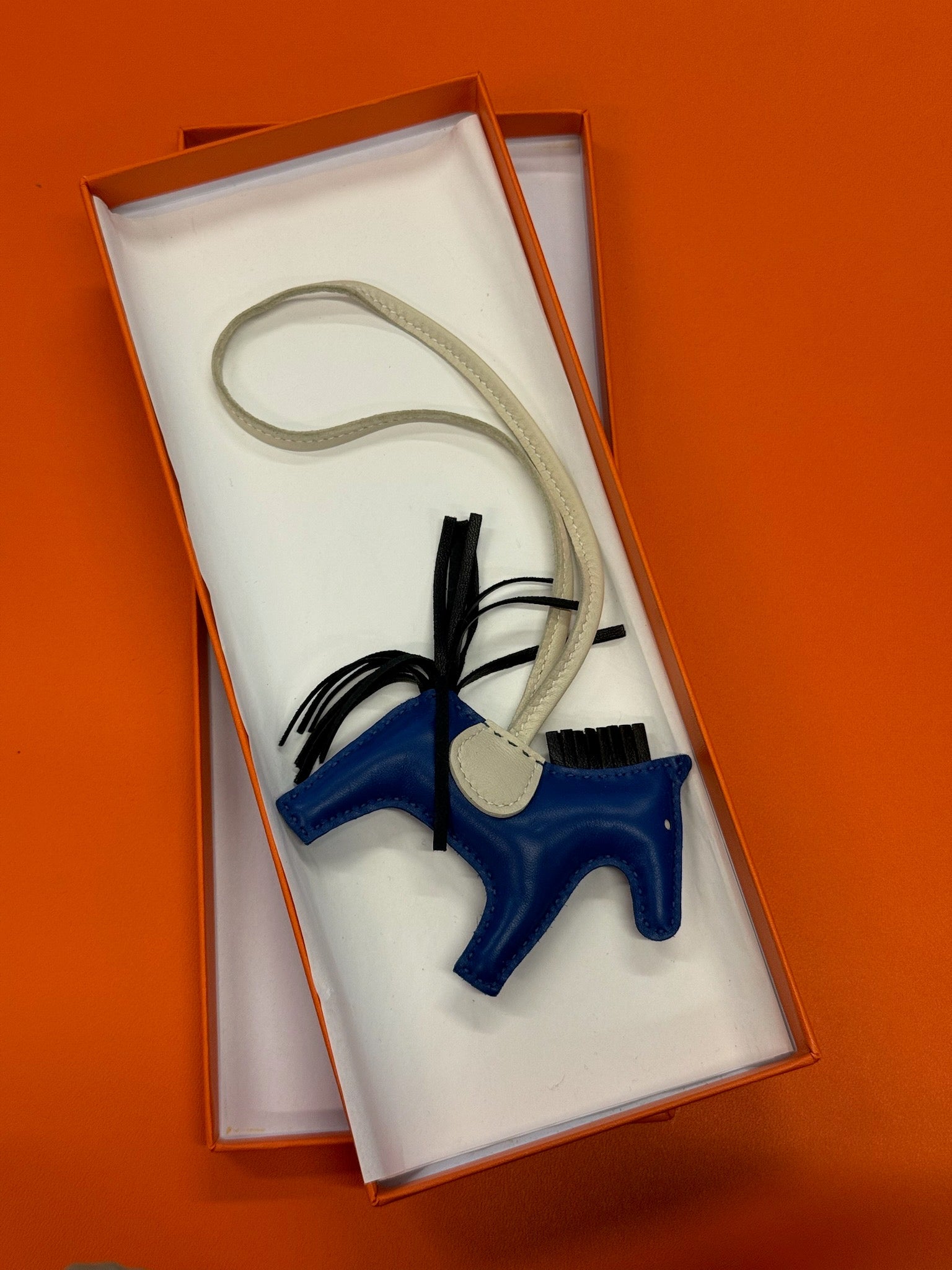 Hermès Rodeo Horse Bag Charm - Blue / Cream / Black image 1