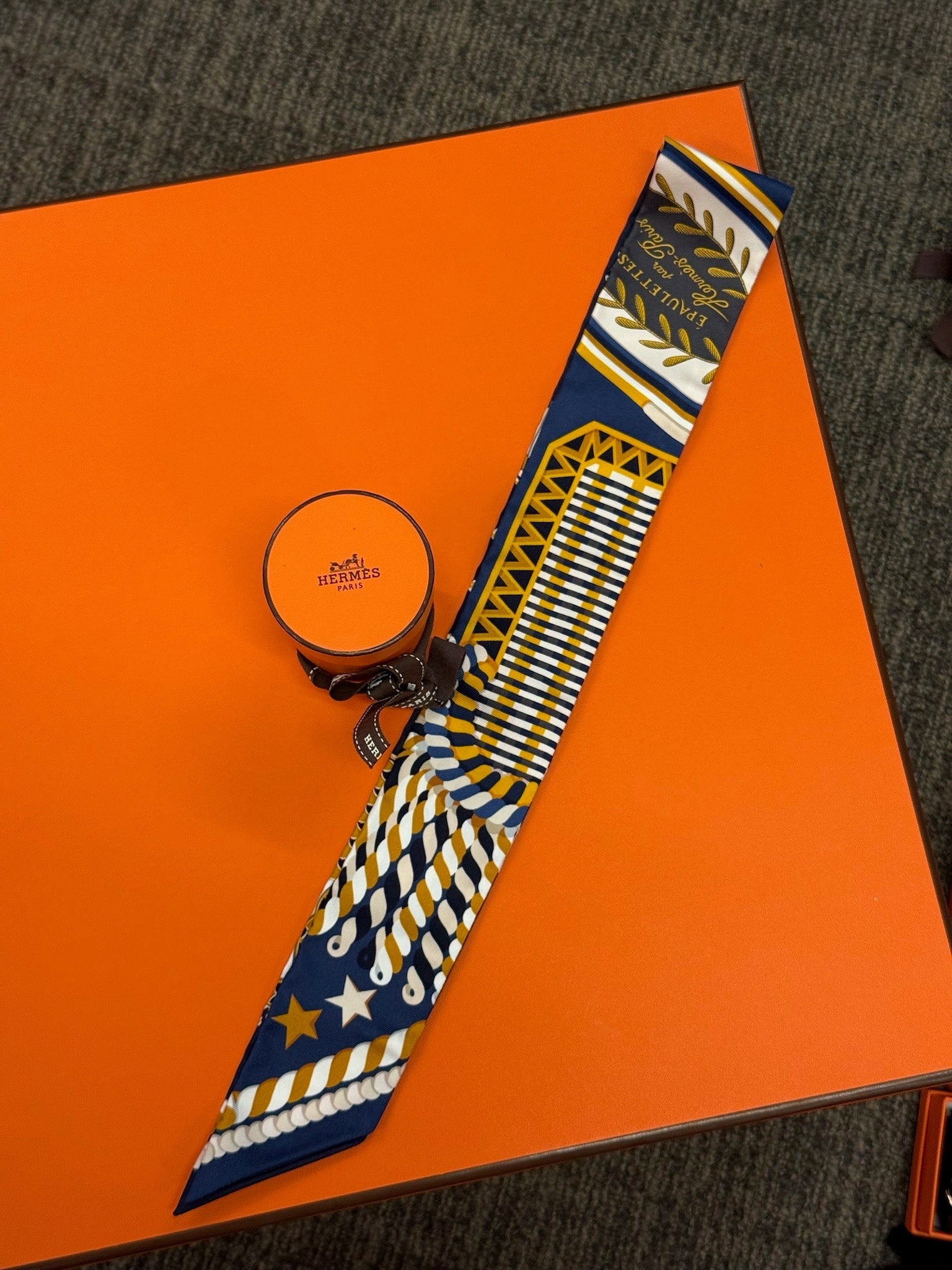 Hermès Twilly - Navy, Gold & White Nautical Print image 1