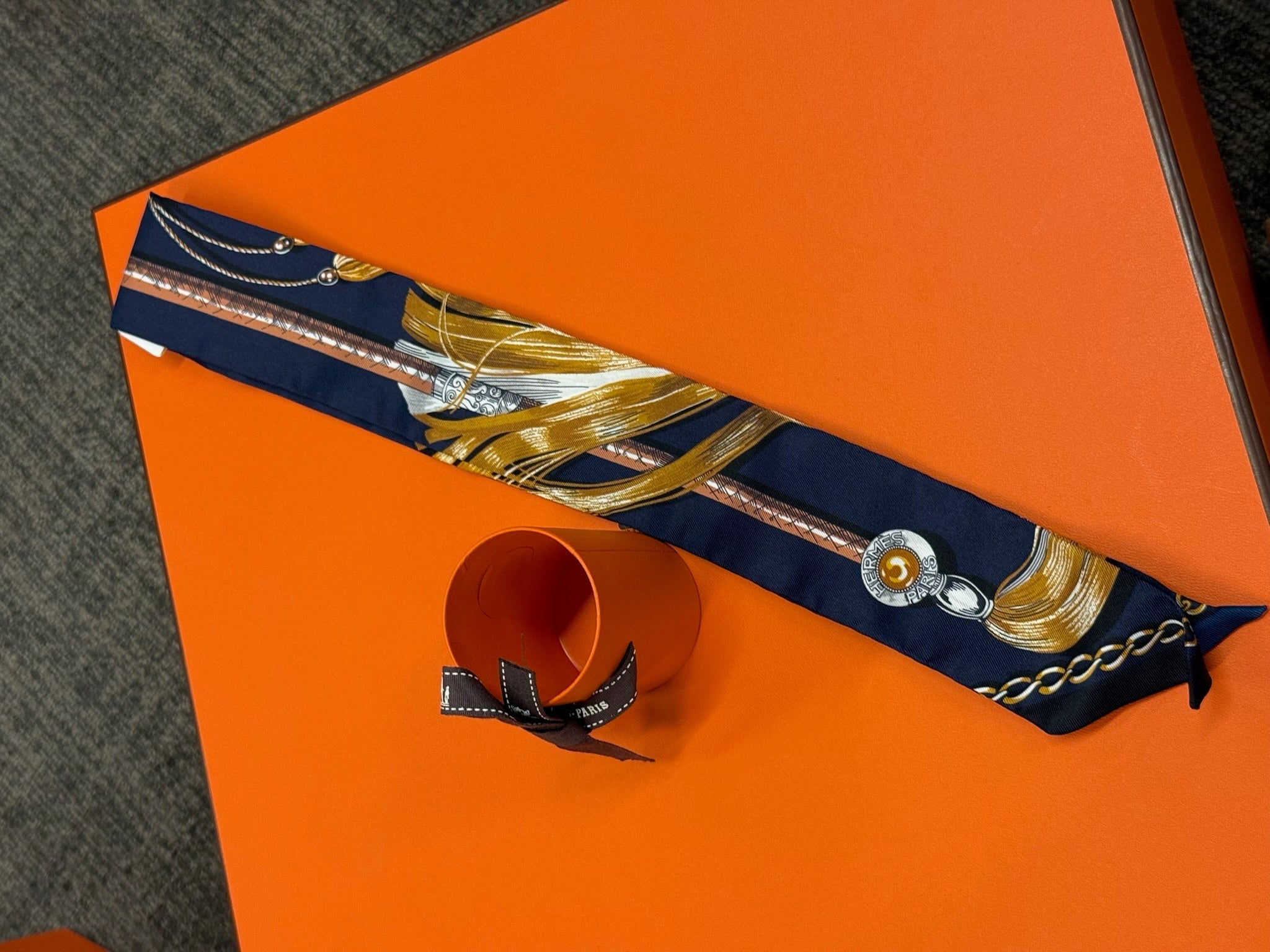 Hermès Twilly - Navy & Gold Feather Print image 1