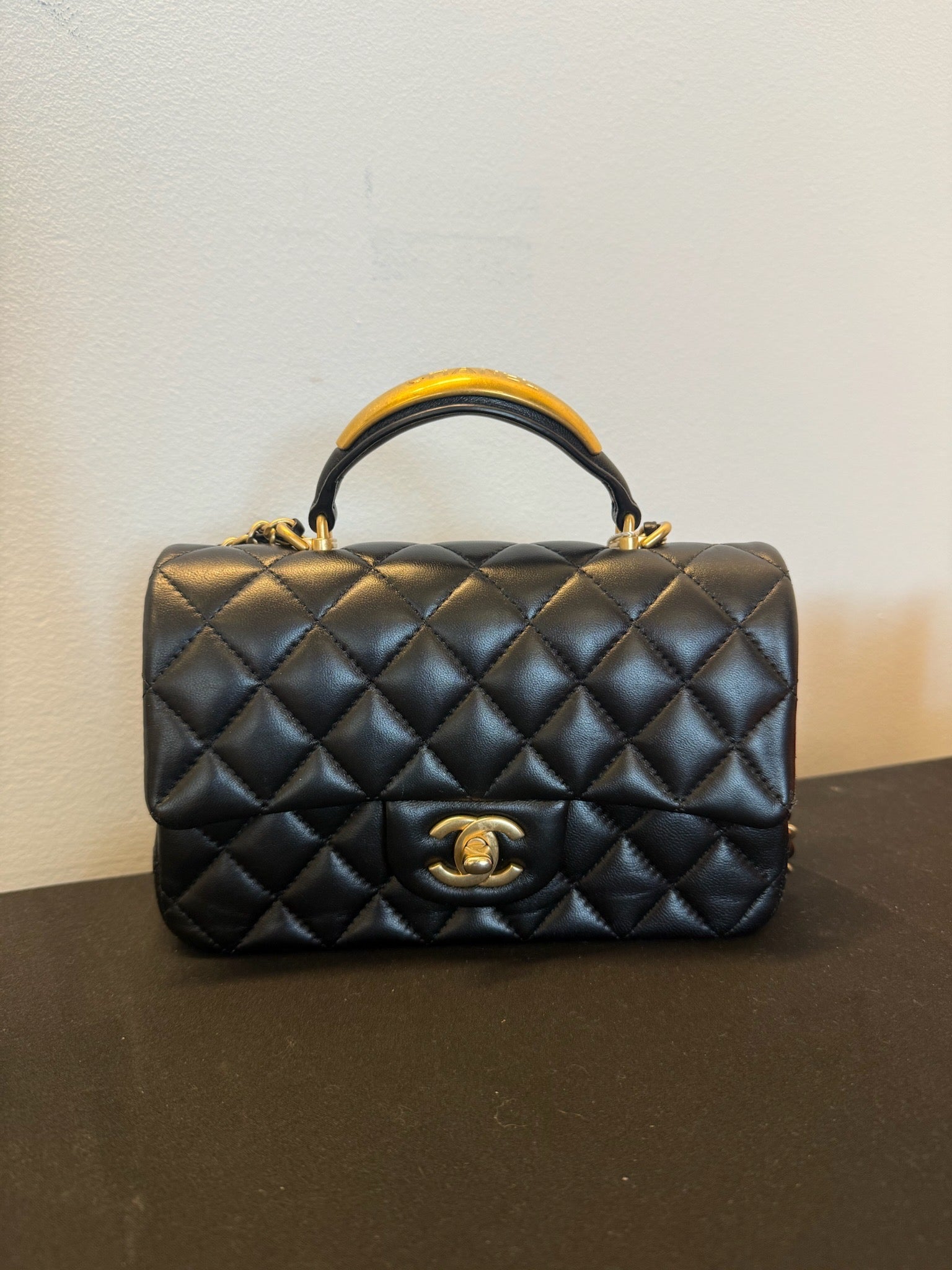Chanel Mini Top Handle Flap Bag - Black image 1