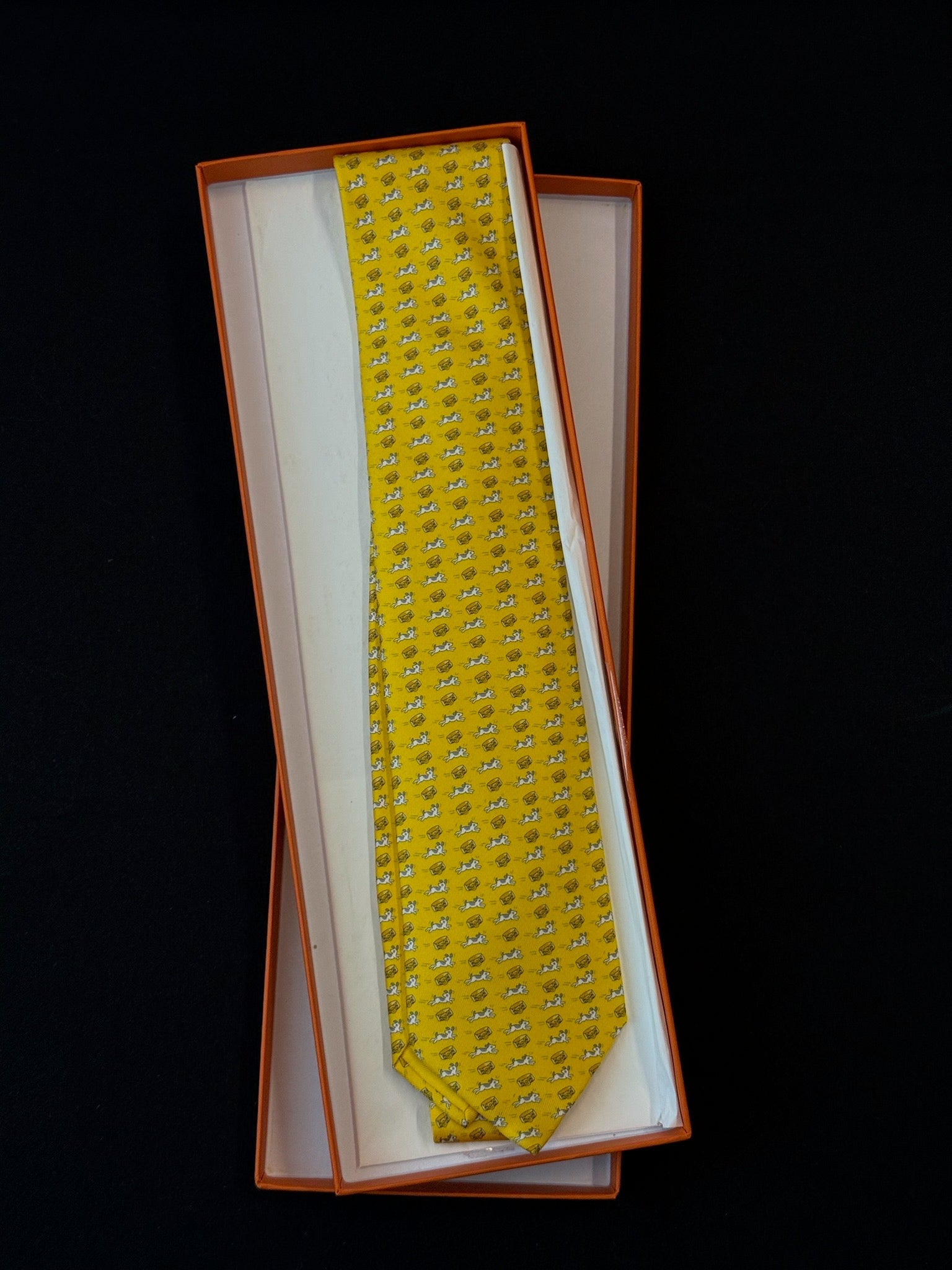 Hermès Silk Tie 7 Job Interview Tie - Jaune / Jaune Clair / Gris image 1