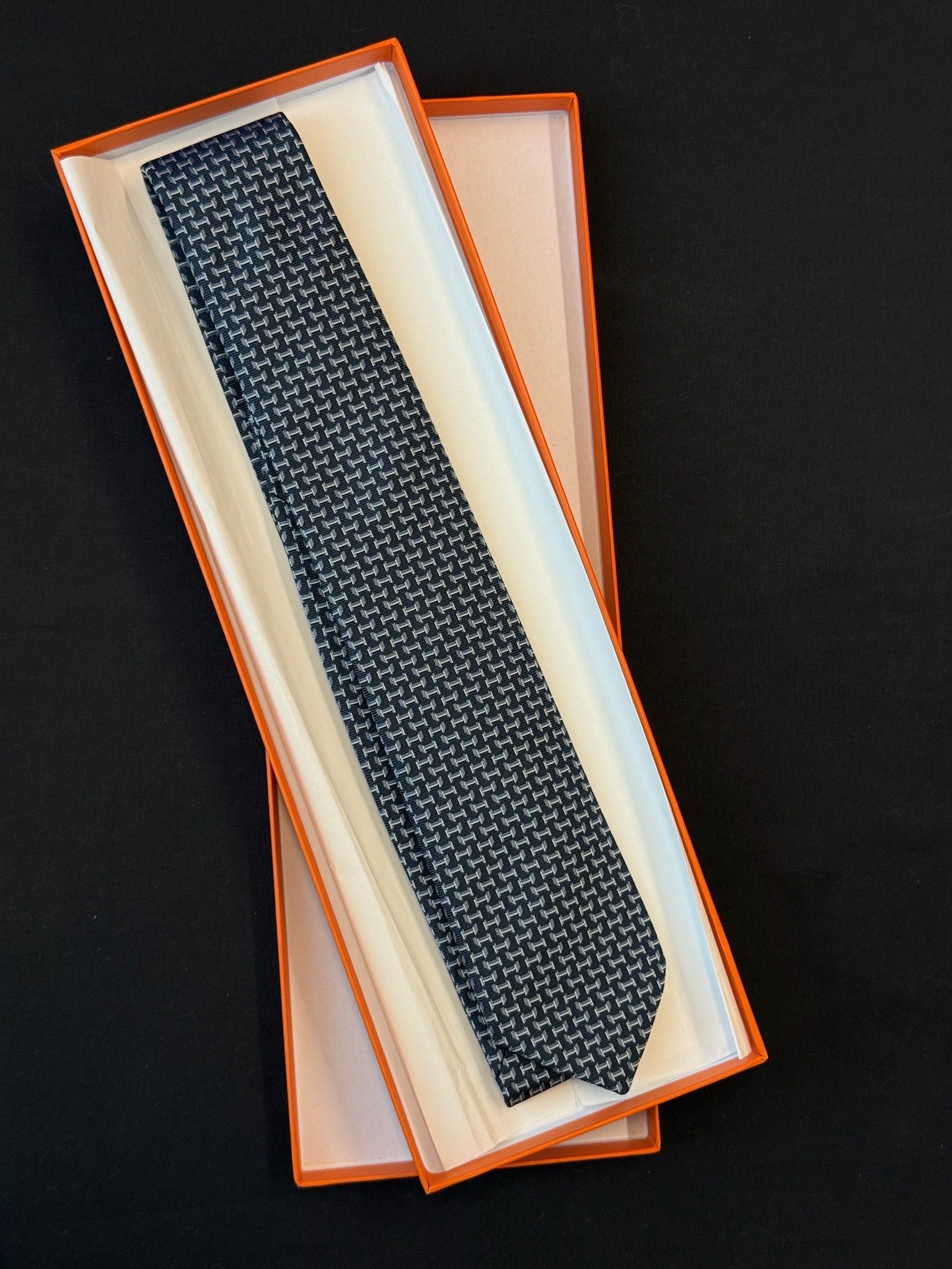Hermès Silk Tie - Navy Geometric H Print image 1