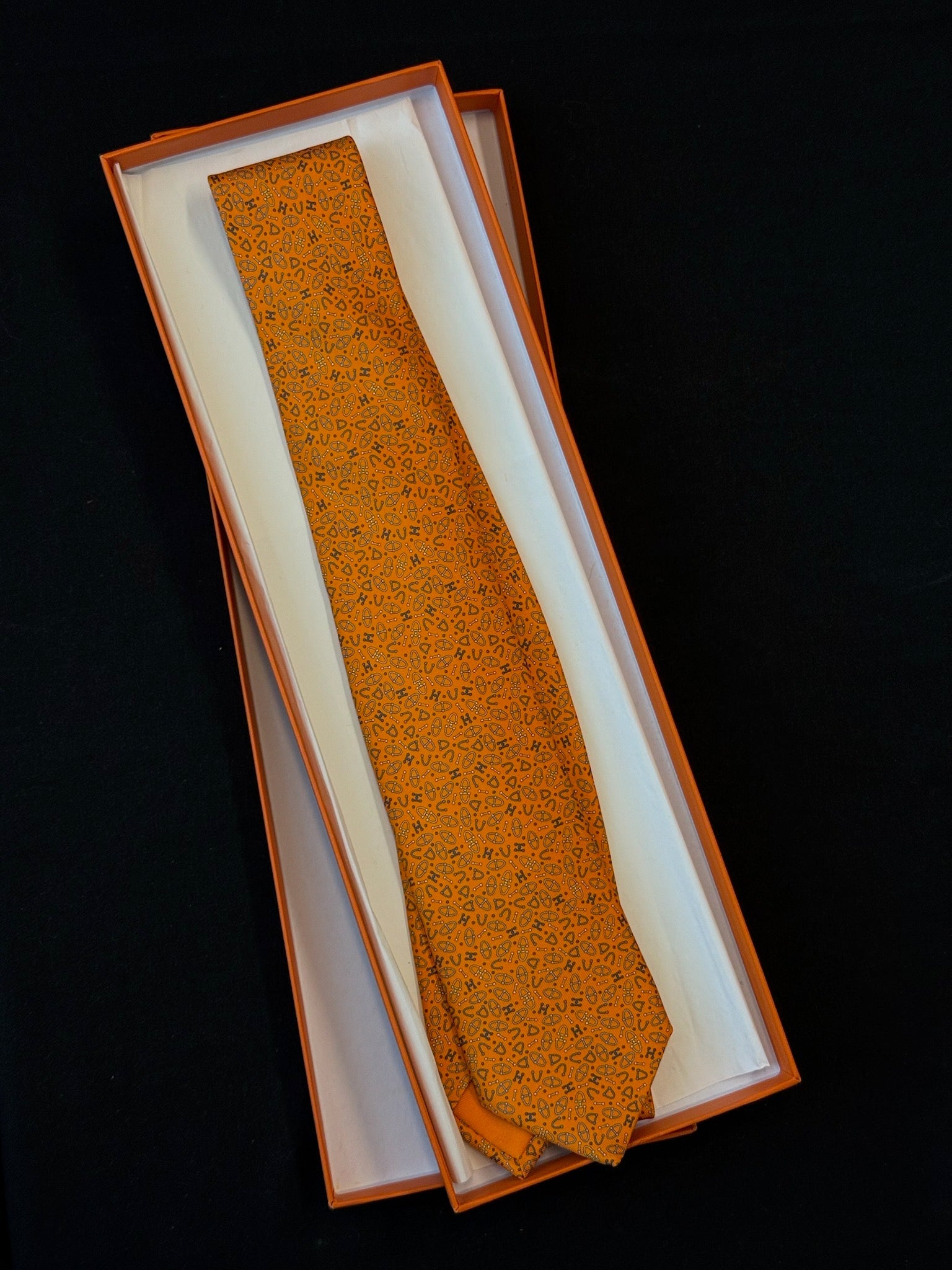 Hermès Silk Tie - Orange Equestrian Print image 1