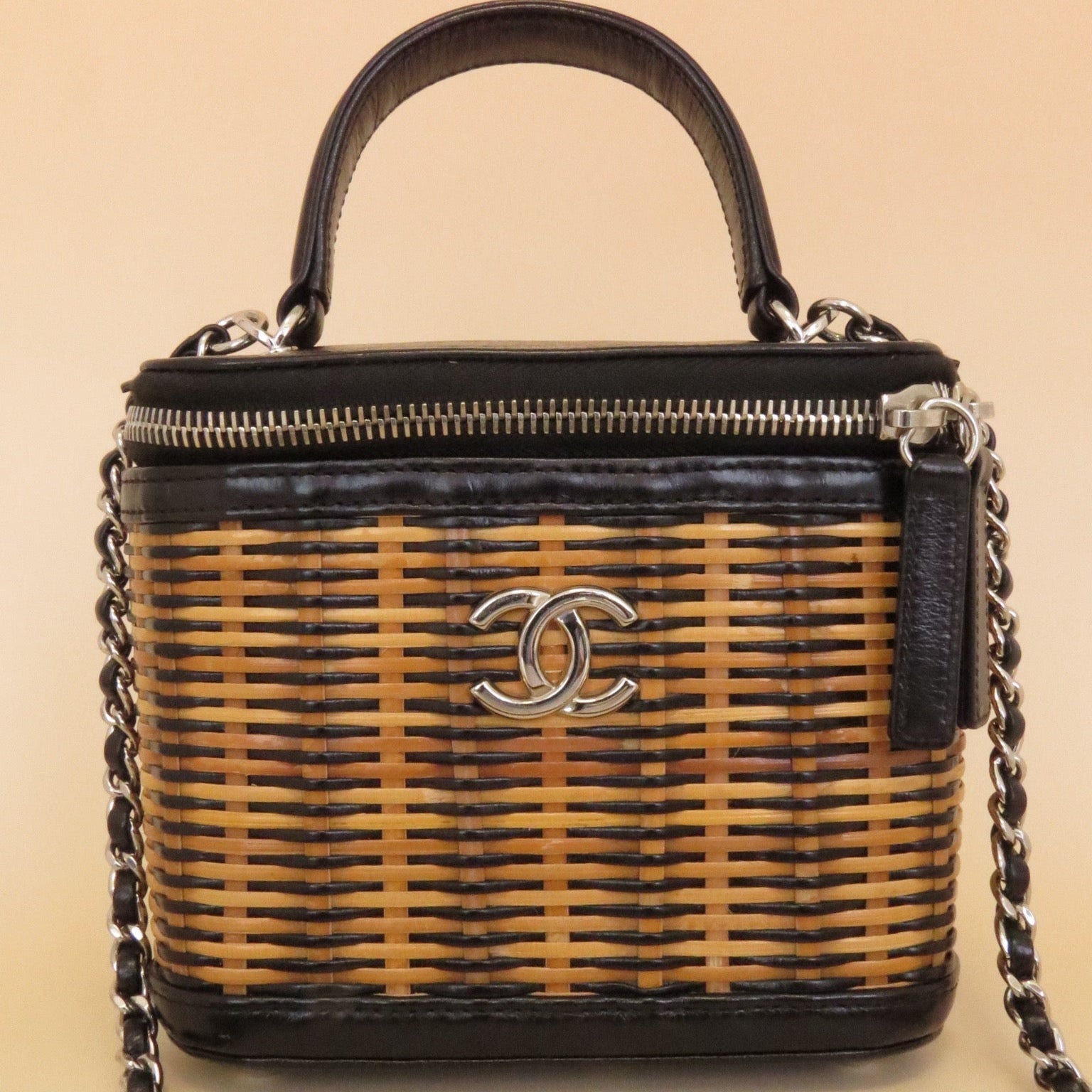 Chanel Woven Vanity Case - Black & Natural image 1