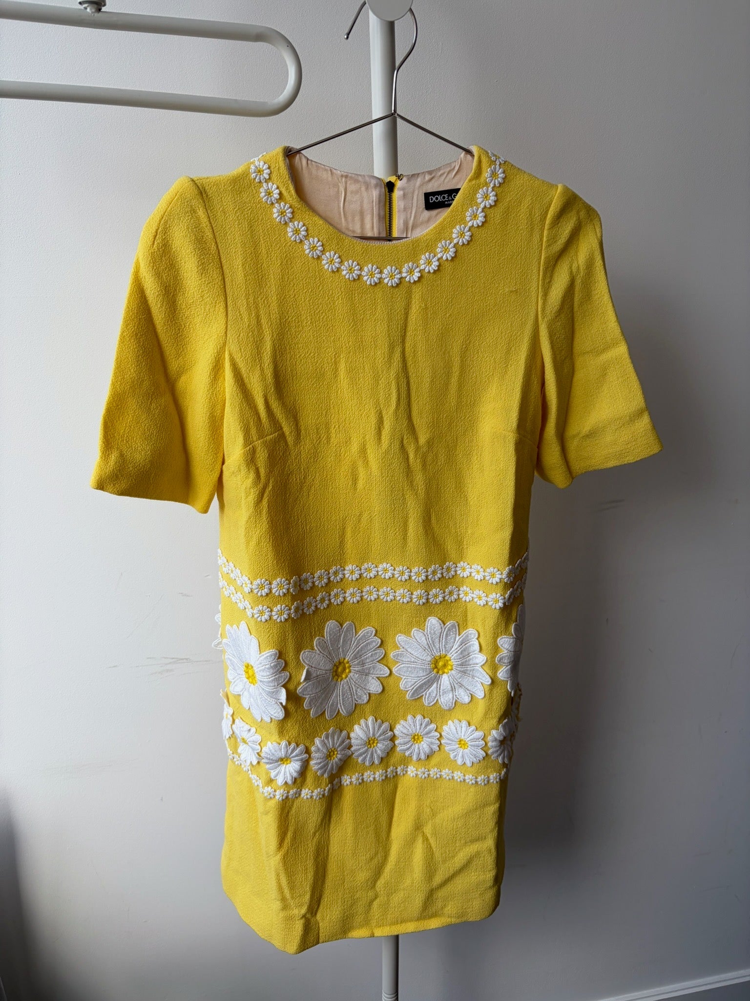 Dolce & Gabbana Yellow Floral Wool Dress image 1