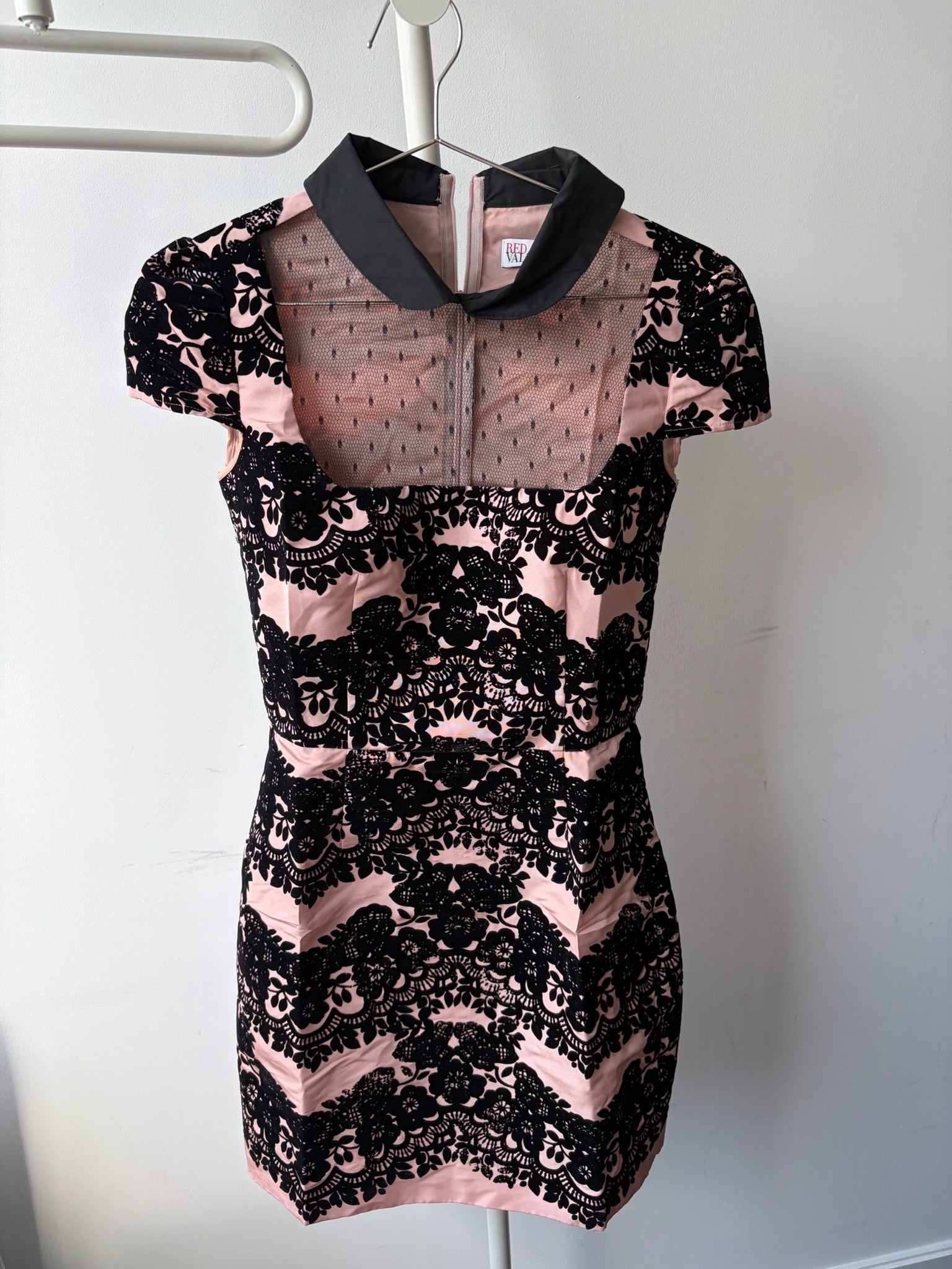 Red Valentino Pink and Black Lace Dress image 1