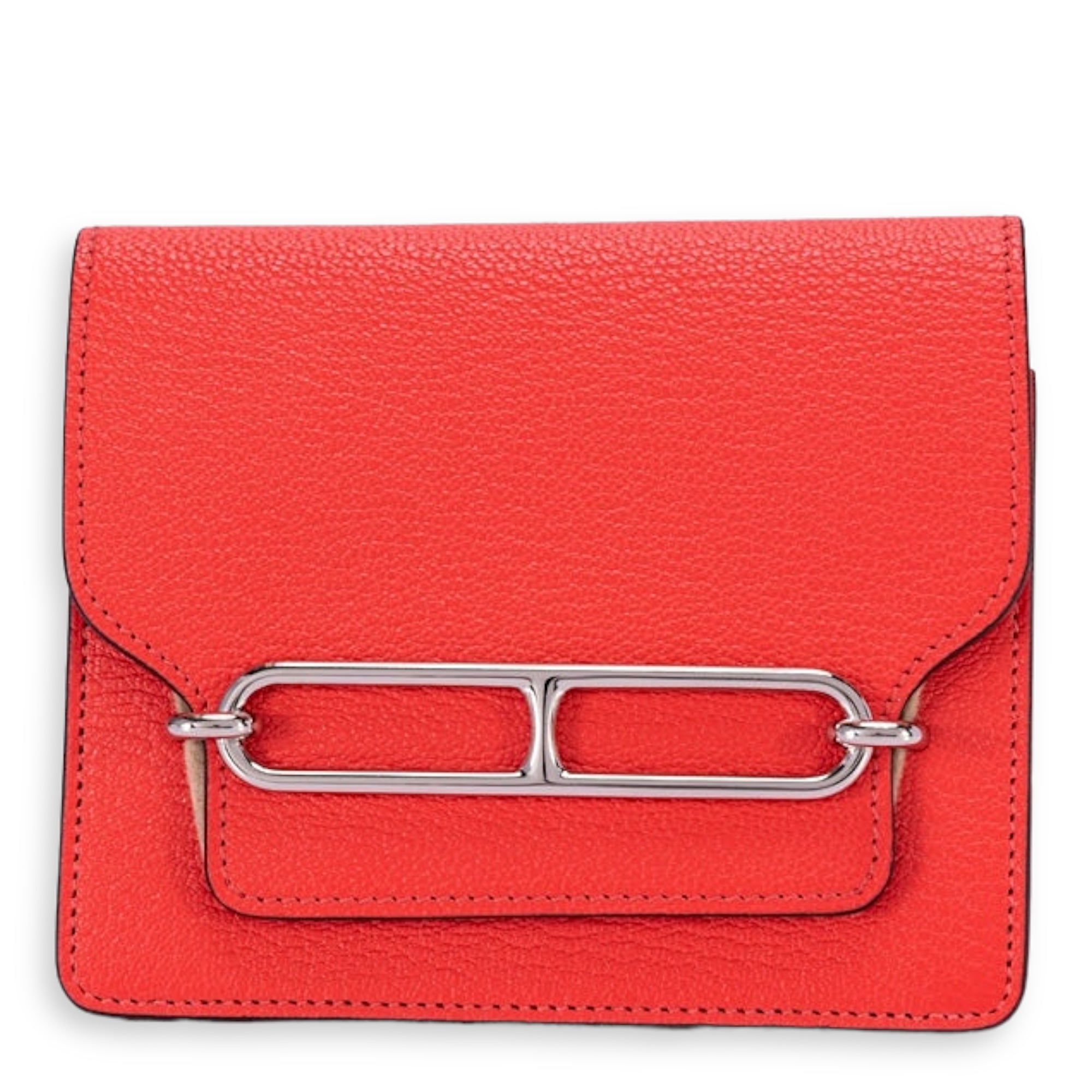 Hermès Roulis Slim Rose Texas Wallet in Chevre Leather, Palladium hardware 010141400118