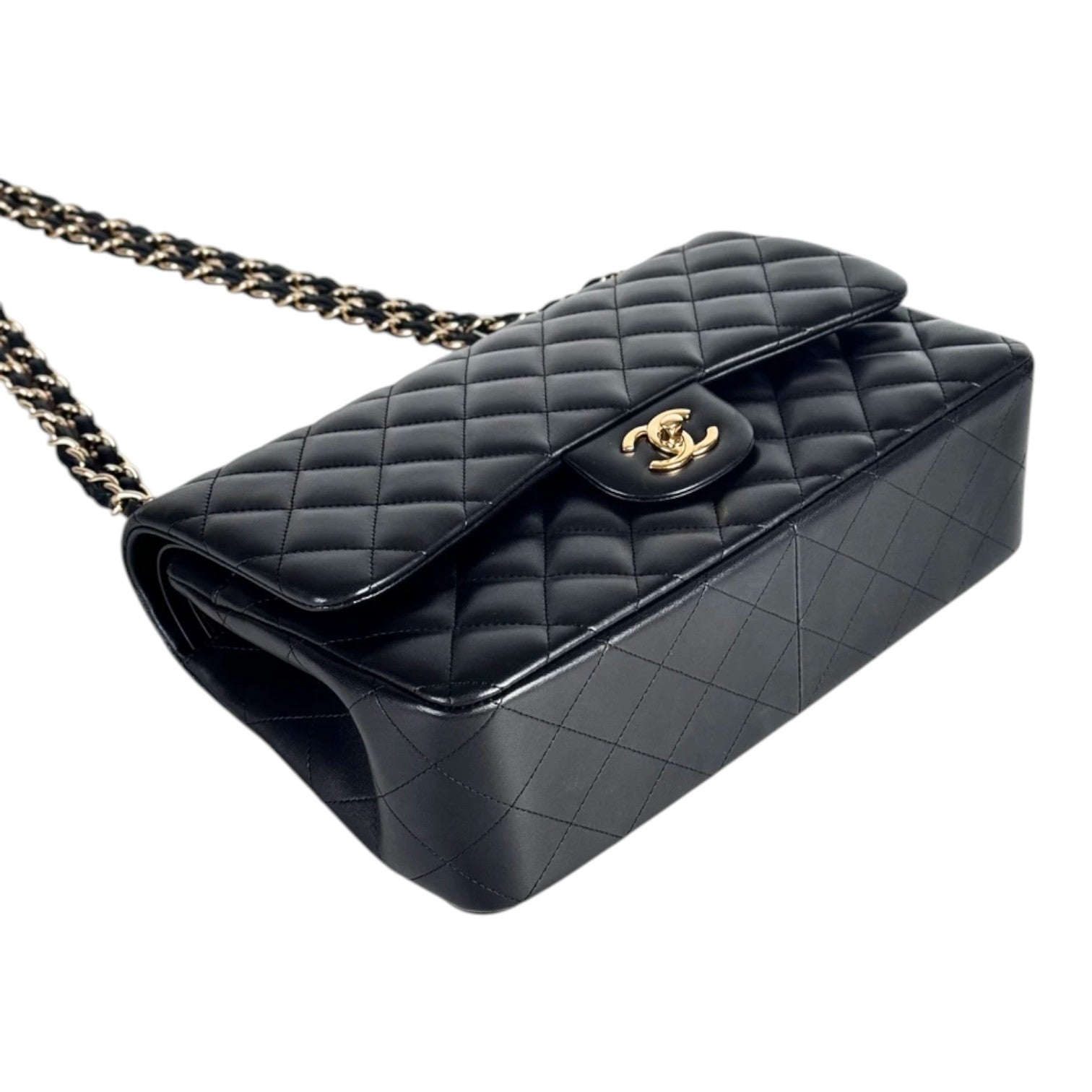 Chanel Black Classic Flap Jumbo Bag with Gold Hardware - Full Set
