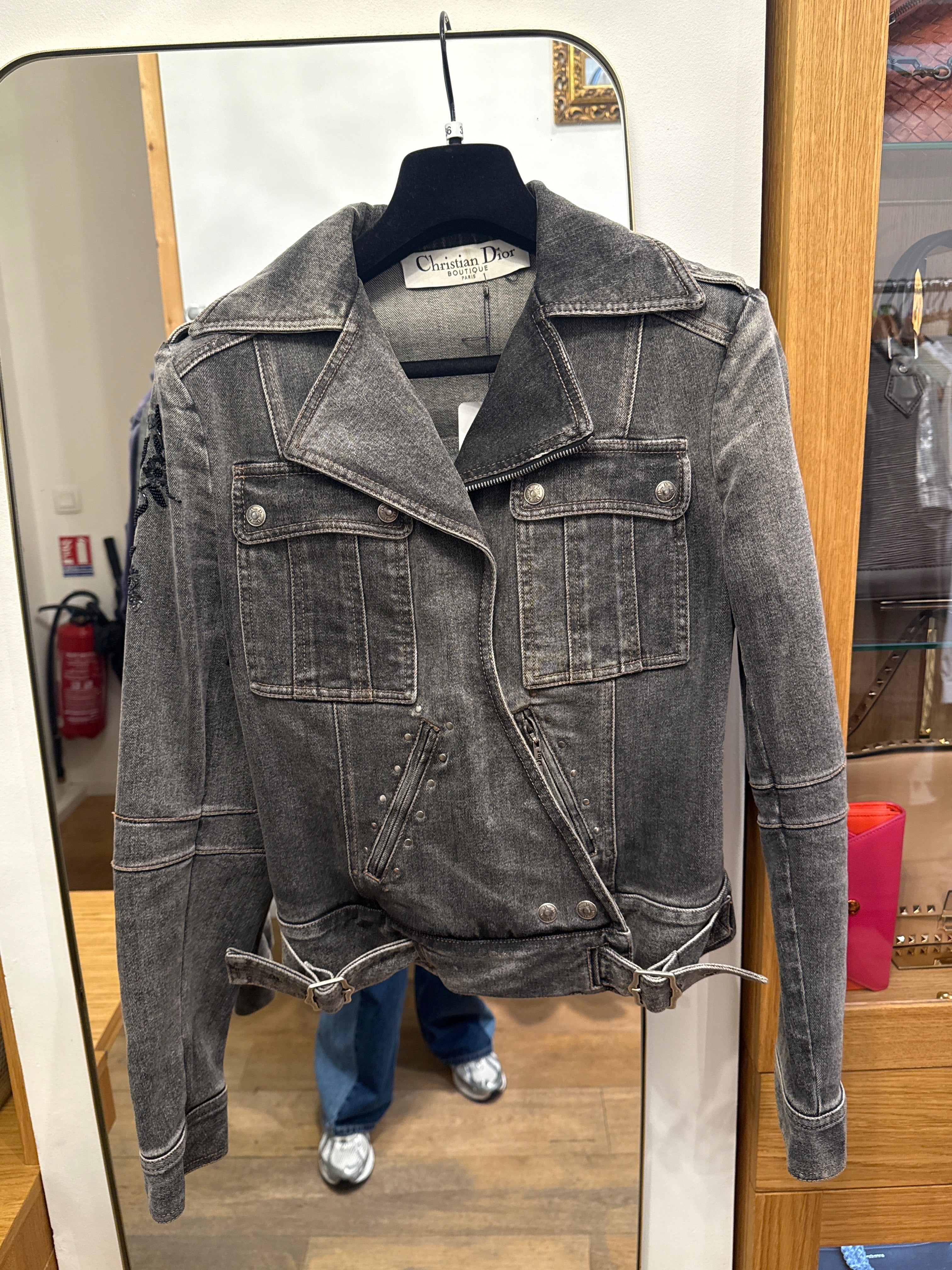 Christian Dior Grey denim perfecto with embroidery AGC3608