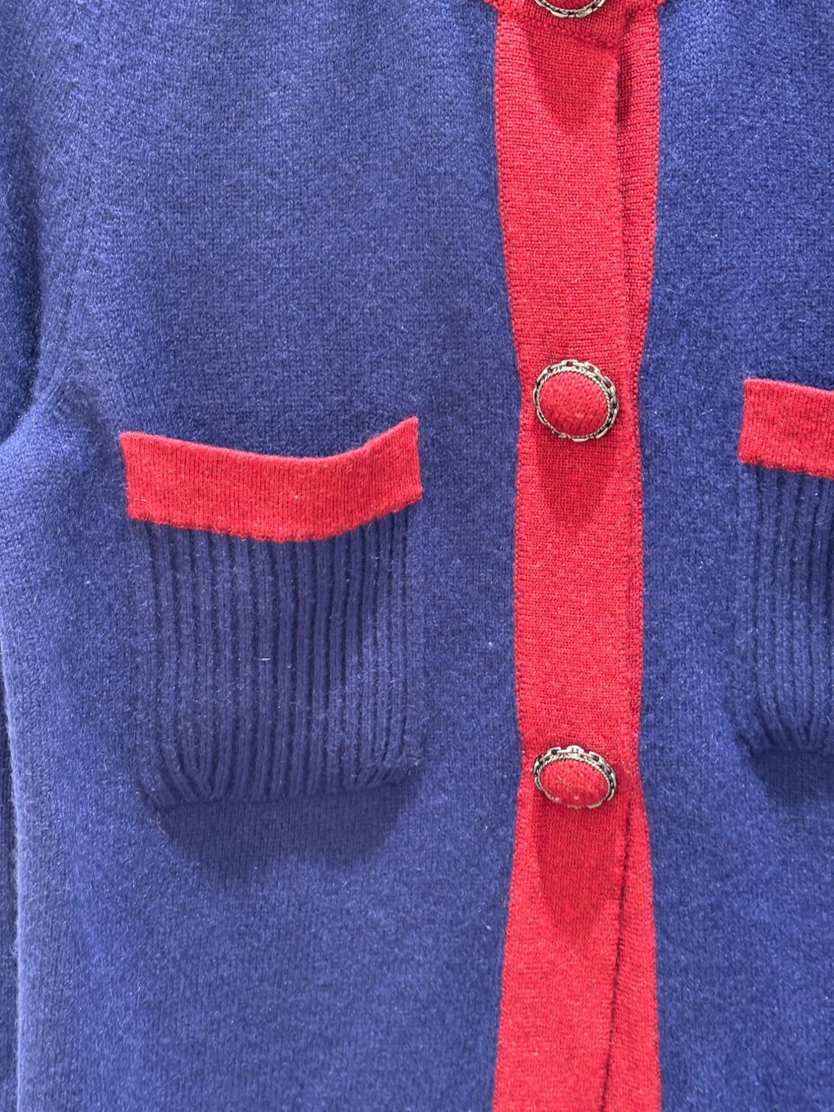 Chanel Cardigan Cashmere Blue/Red 36 Jacket