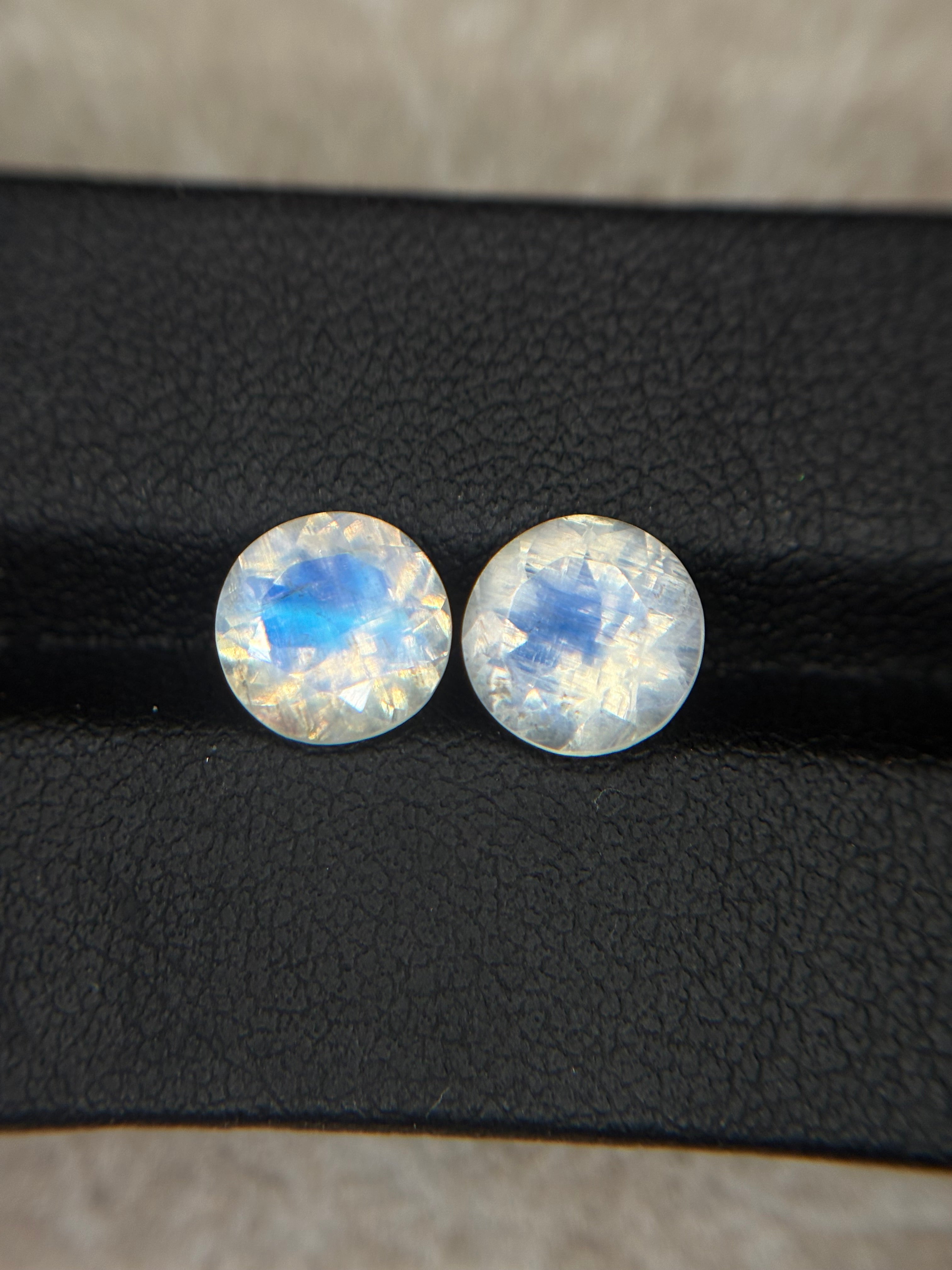 3.50ct Moonstone Round PAIR Unicorn THAIC0168