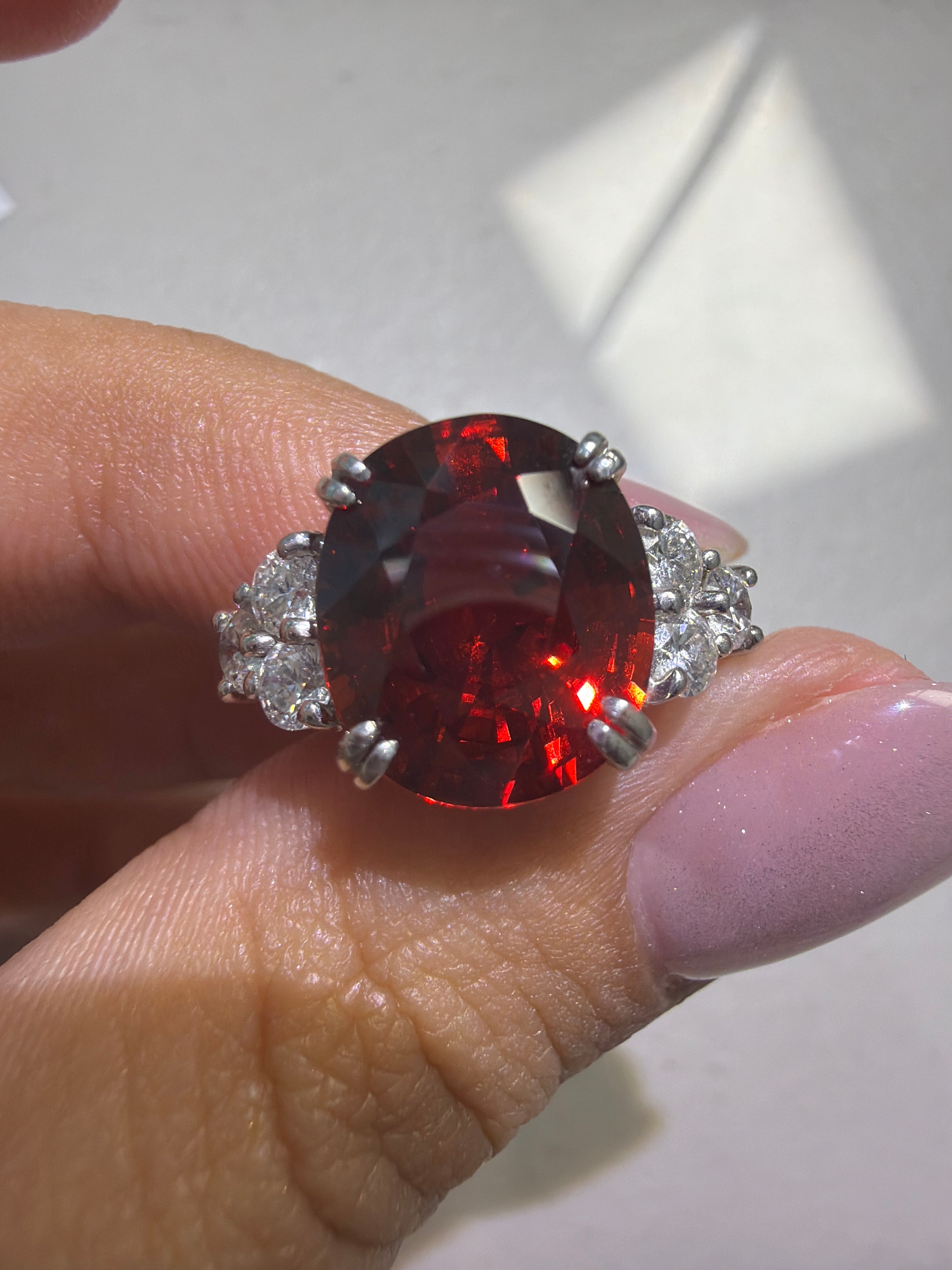 Spessartite Garnet in PT900 / G6.78ct / D0.68ct 0093 JJC0636