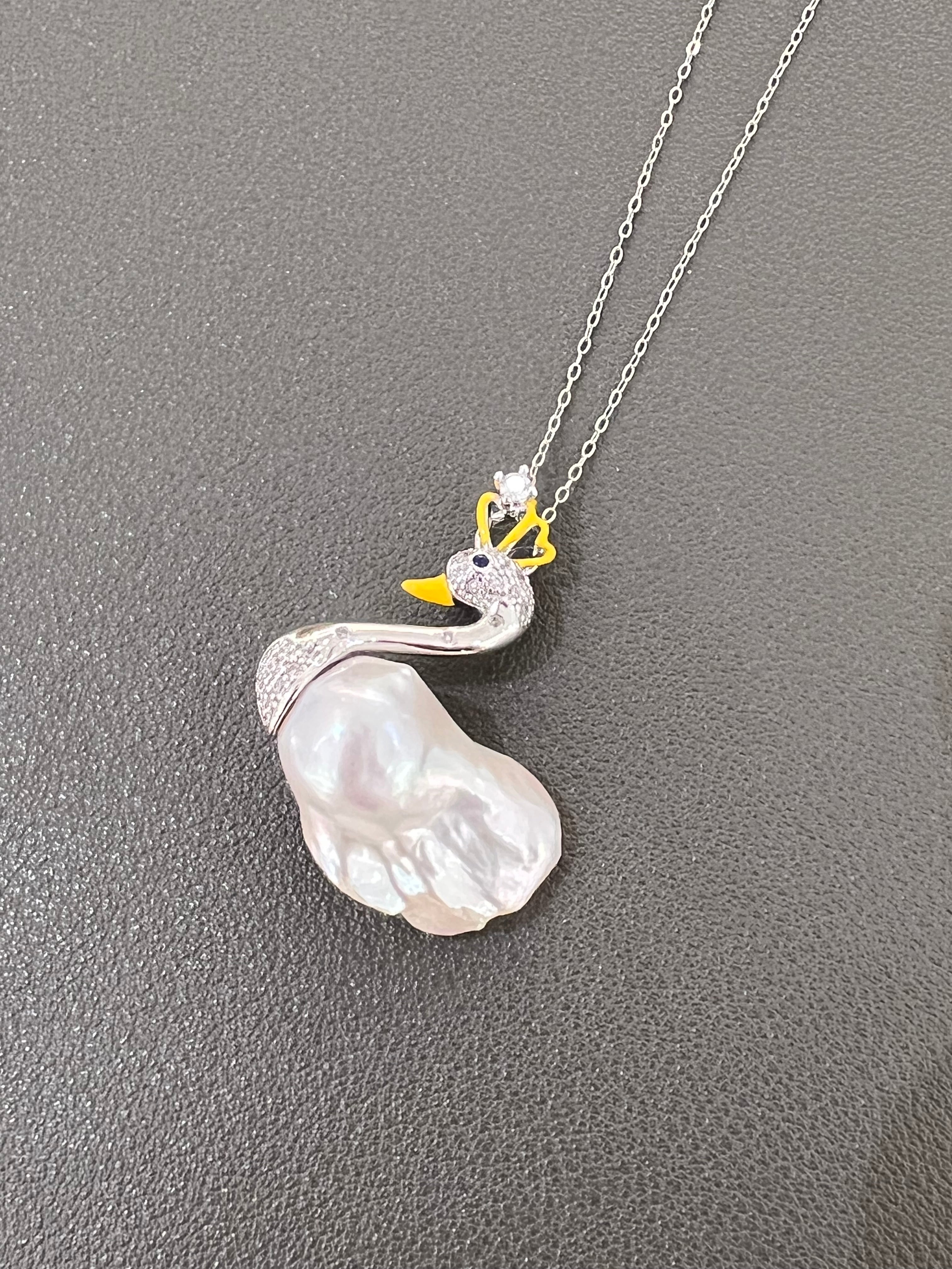 [Little Swan] Baroque Pendant 15-18mm with S925 Chain DZ-E154-233
