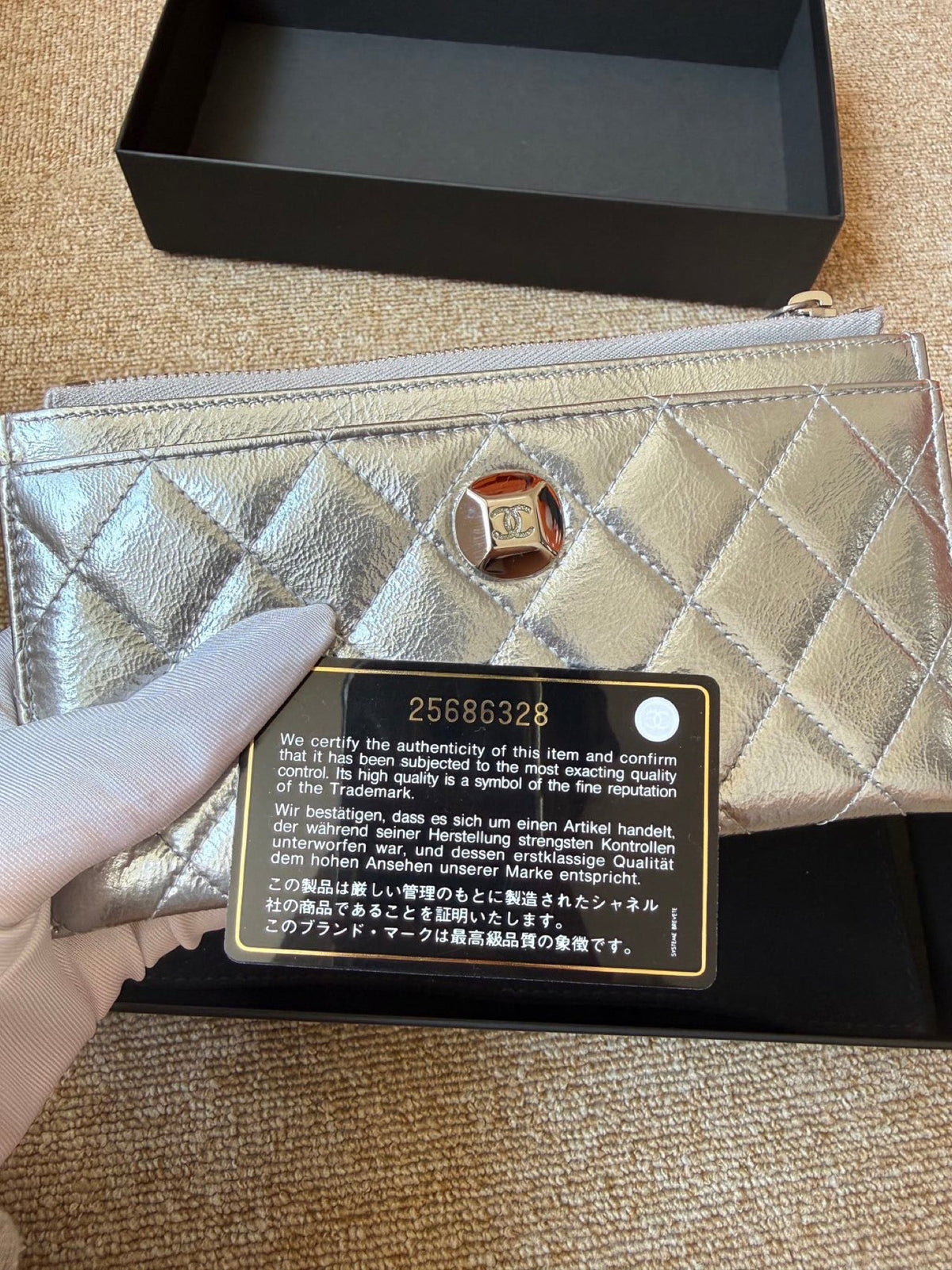 Chanel Quilted Leather Long Wallet - Silver image 2