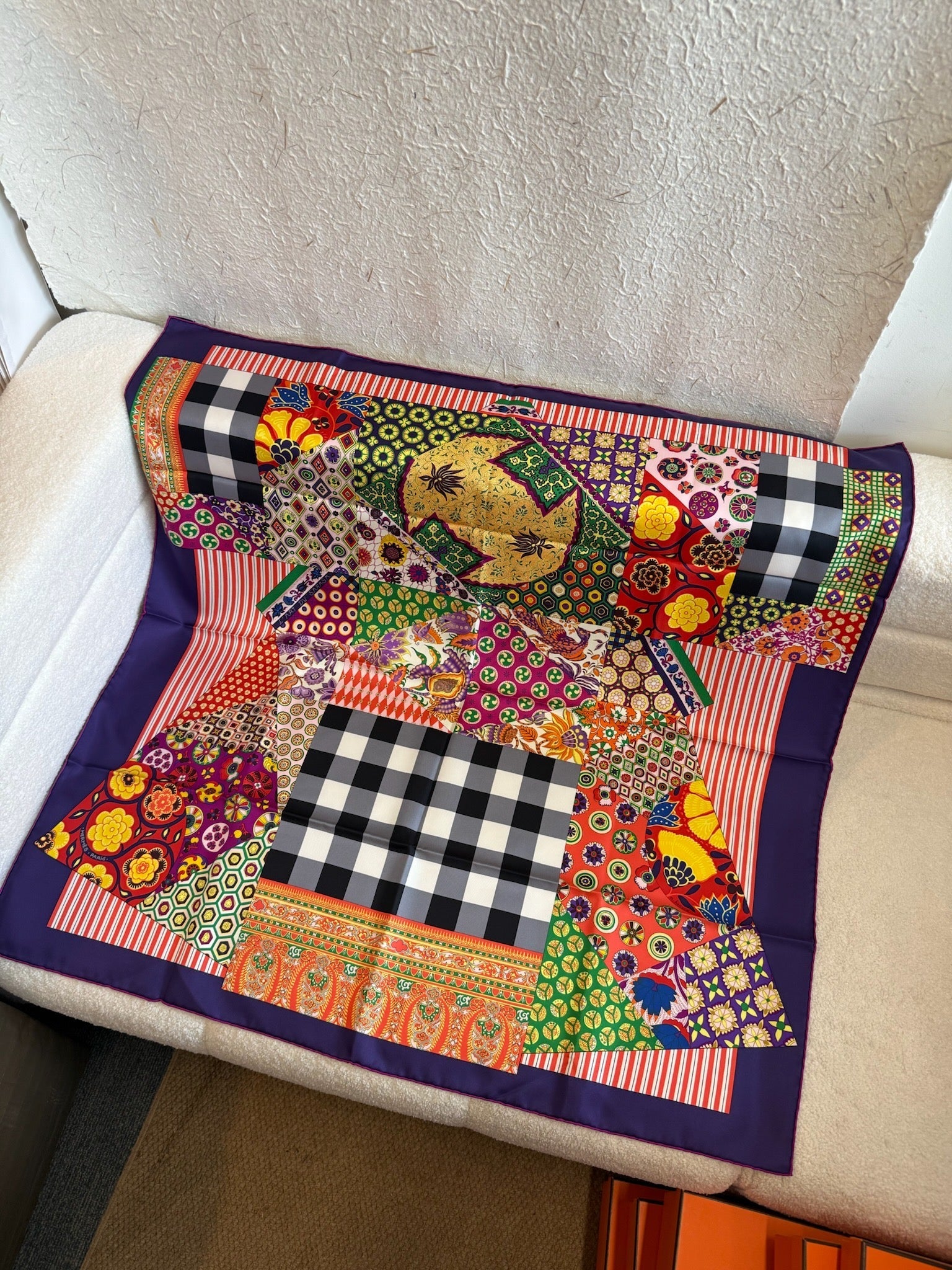 Hermès Carré 90 Scarf Patchwork Purple / Multicolour image 2