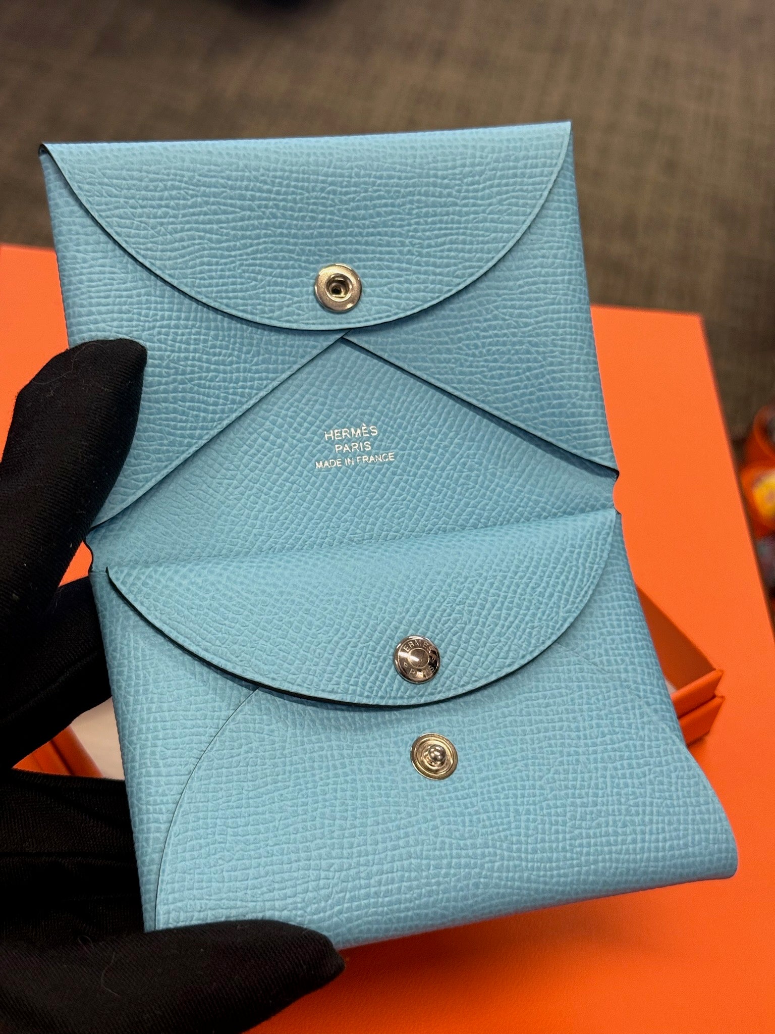 Hermès Calvi Card Holder - Light Blue image 2