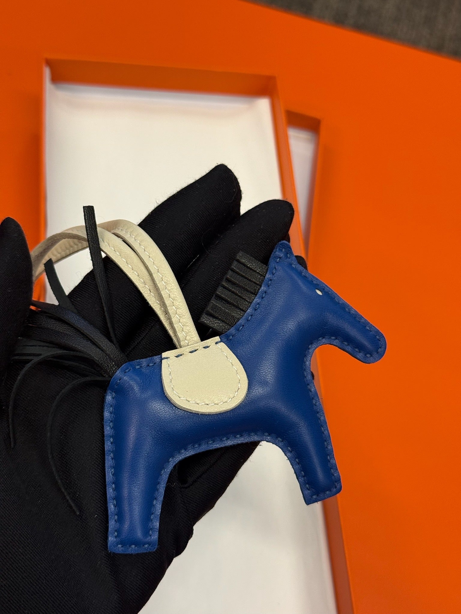 Hermès Rodeo Horse Bag Charm - Blue / Cream / Black image 2