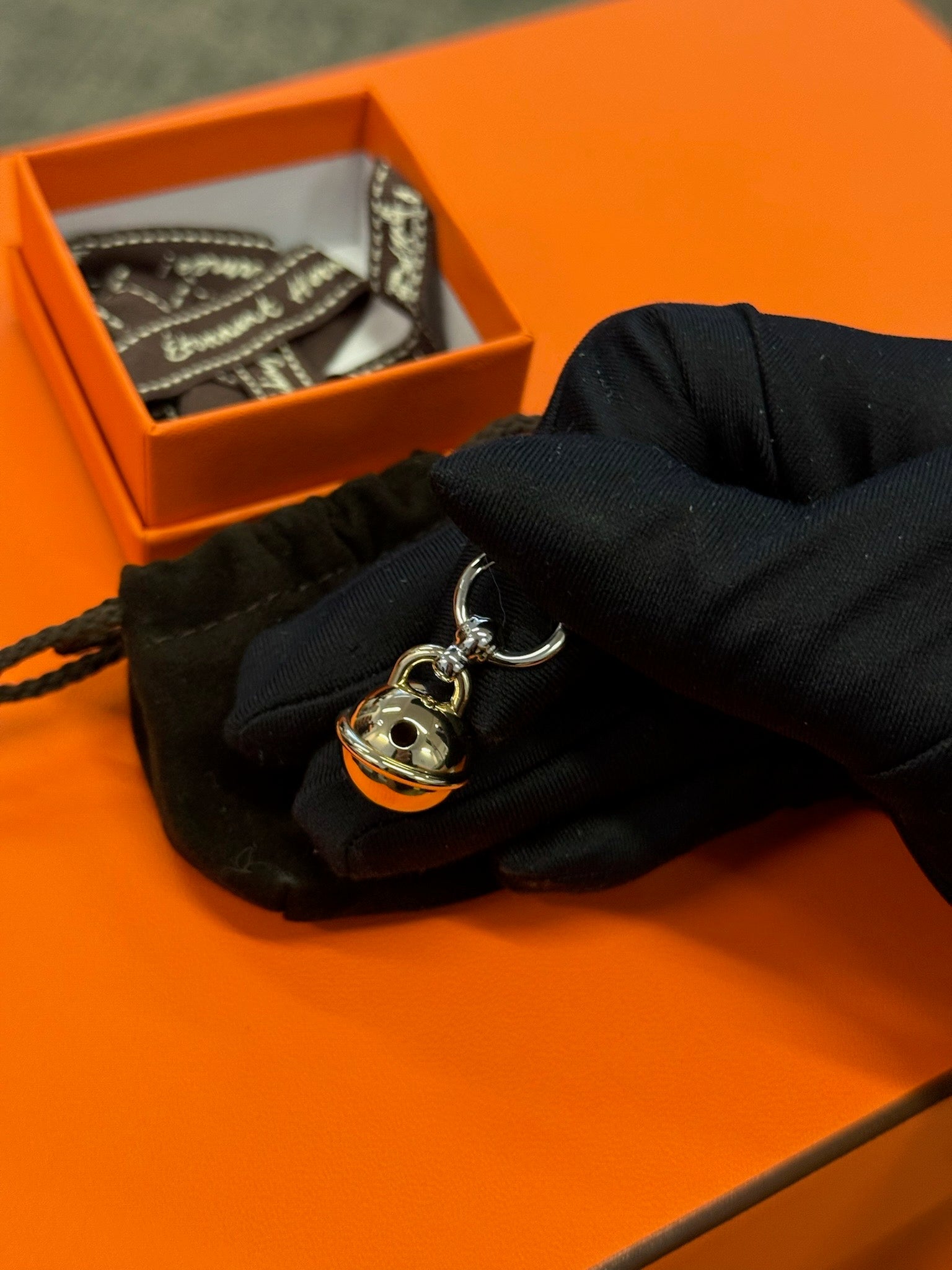 Hermès Miniature Charm Key Ring - Silver Tone image 2