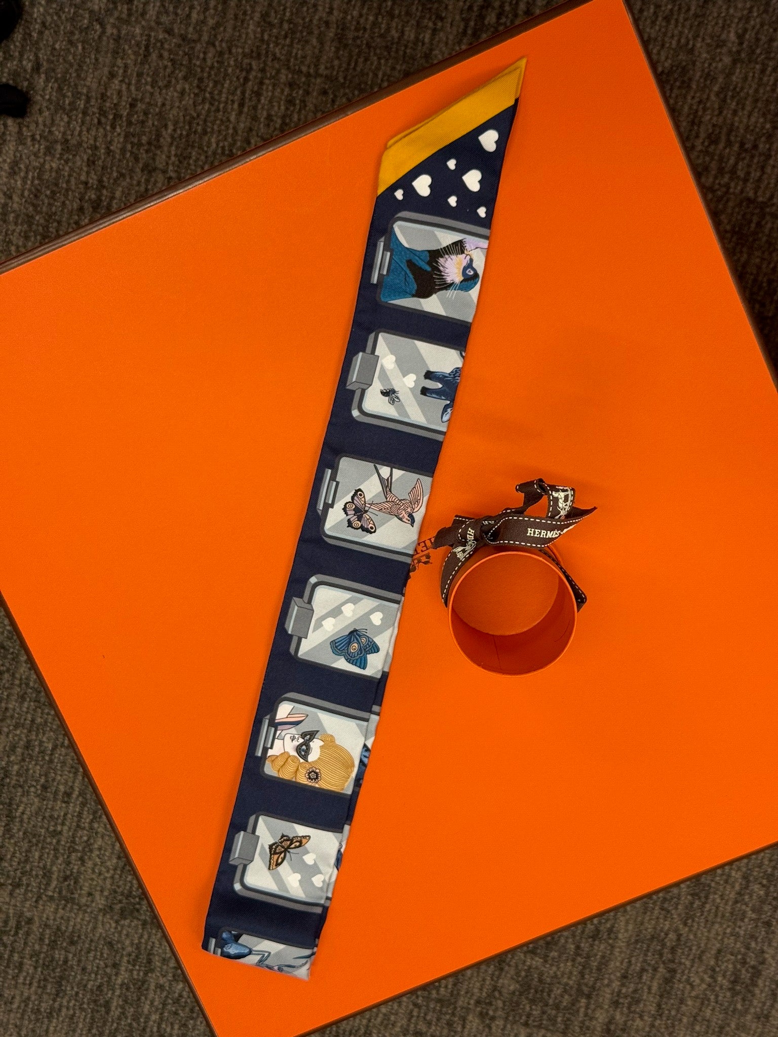 Hermès Twilly - Navy & Yellow Animal Print image 2