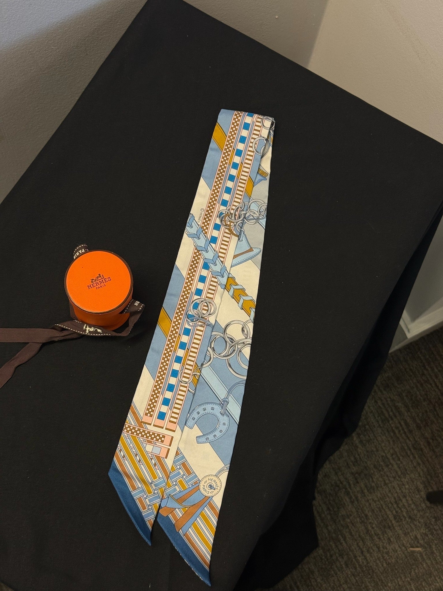 Hermès Twilly - Light Blue & Orange Equestrian Print image 2