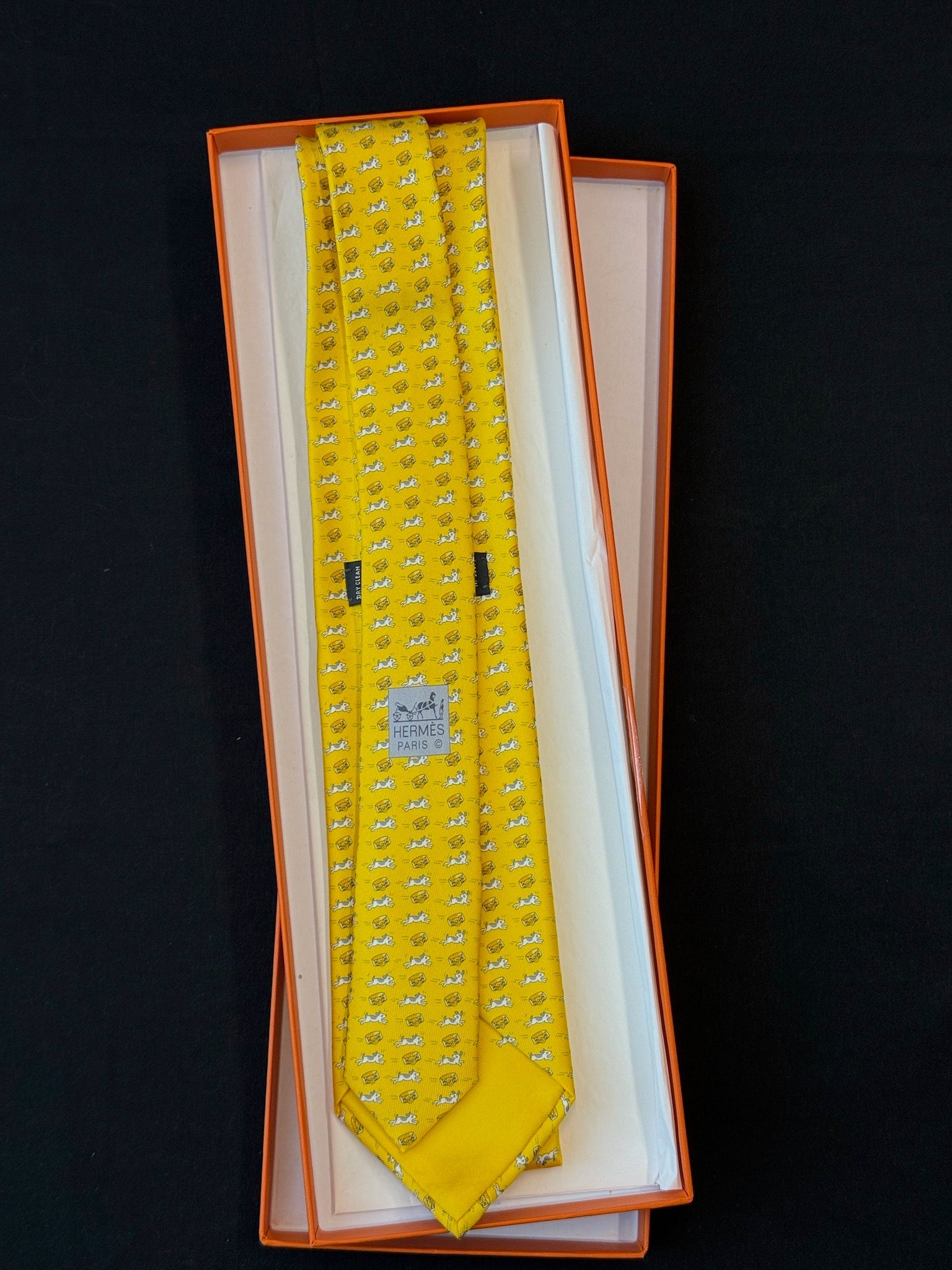 Hermès Silk Tie 7 Job Interview Tie - Jaune / Jaune Clair / Gris image 2