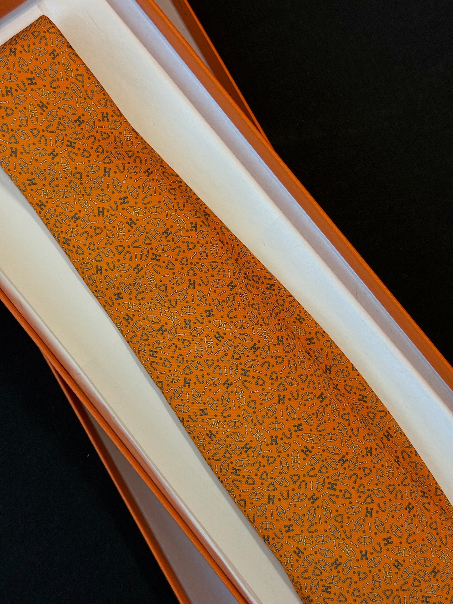 Hermès Silk Tie - Orange Equestrian Print image 2