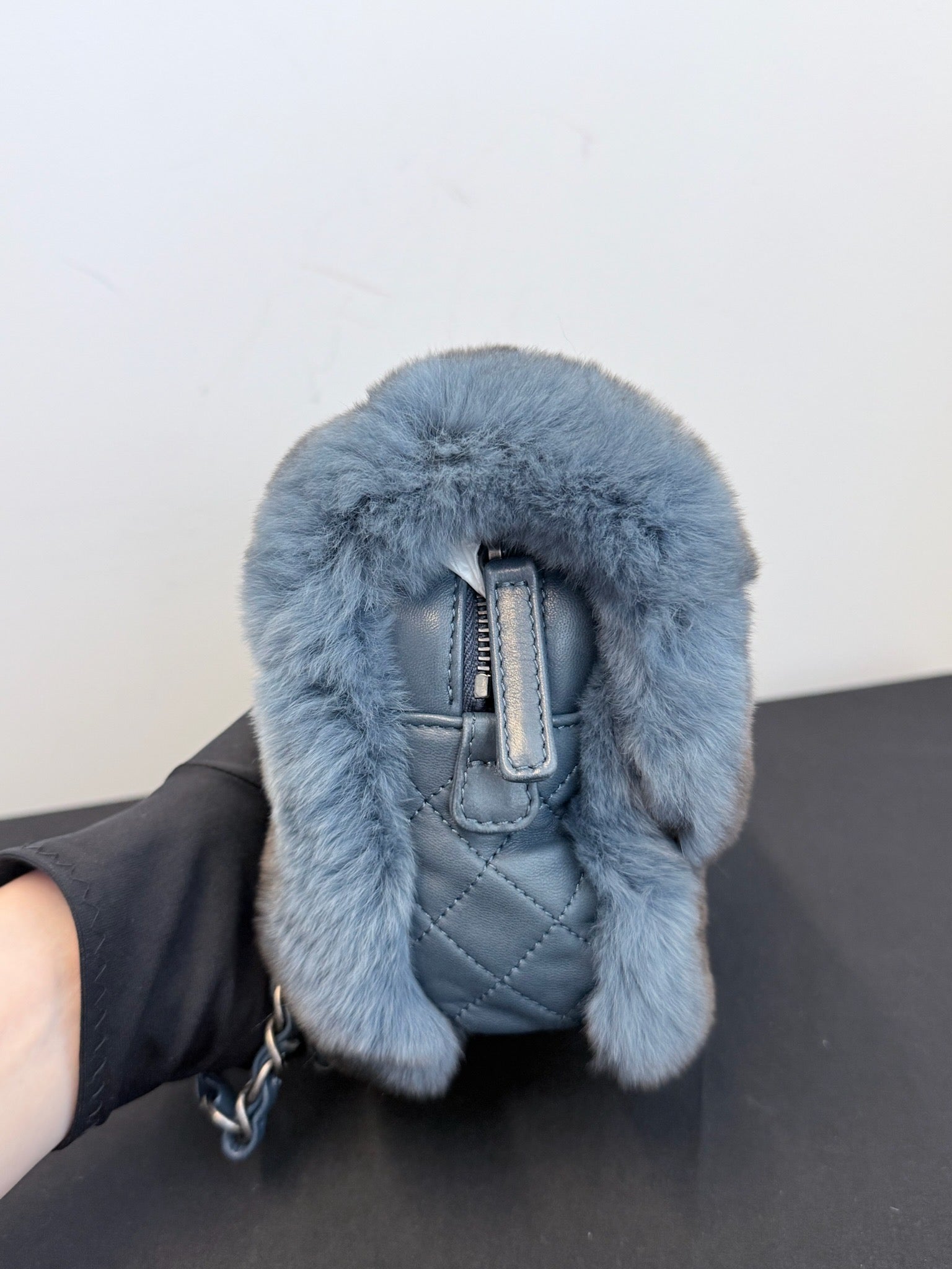 Chanel Blue-Black Gradient Fur Medium Classic Flap Bag image 2
