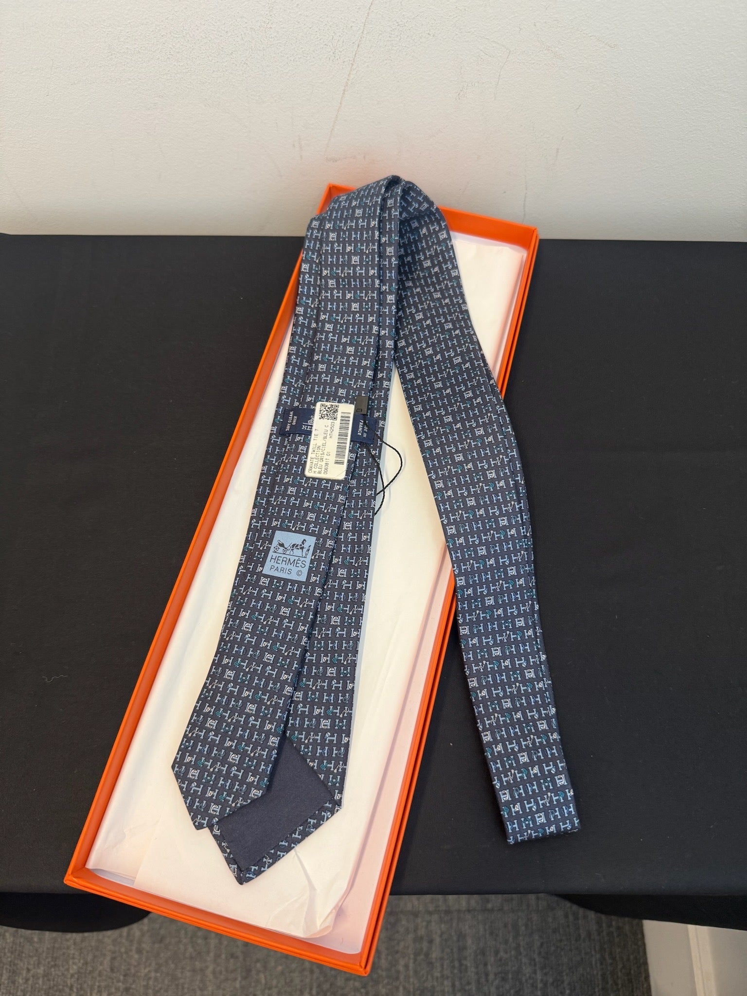 Hermès Twill Tie 7 - Bleu Gris Ciel Bleu image 2