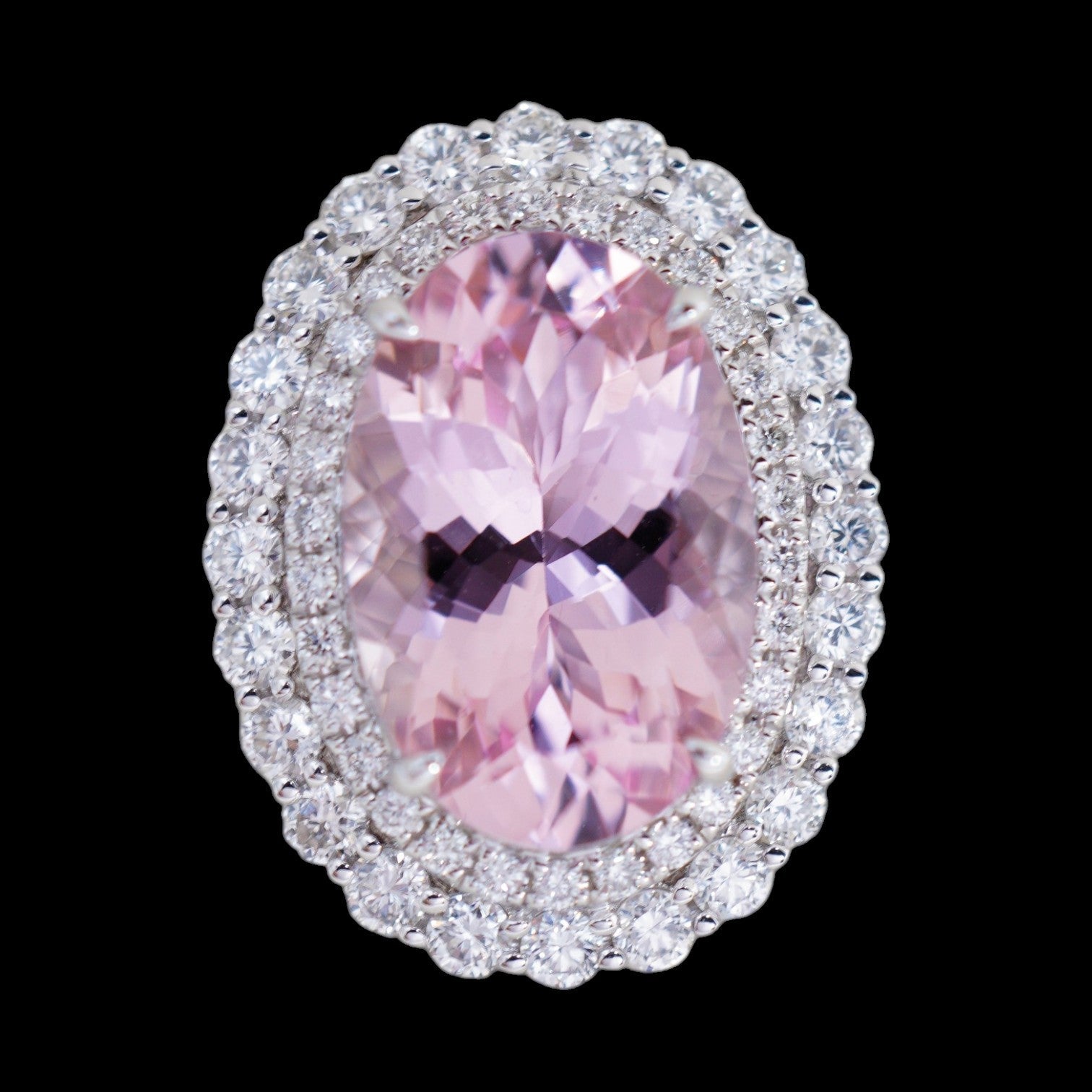 4.42ct Natural "Cherry Blossom" Colour Morganite & 0.98ct Diamond Ring set in 18K White Gold